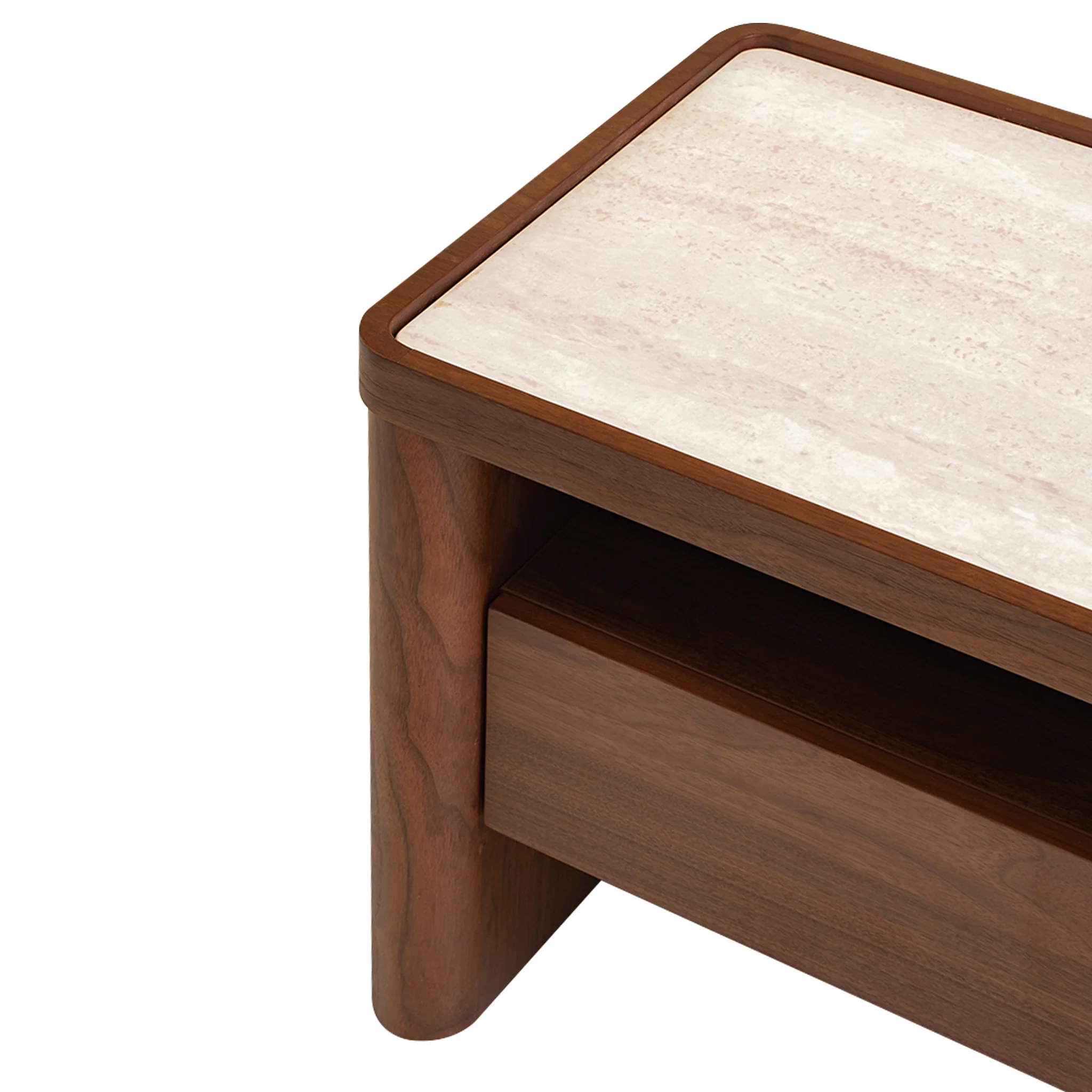 Modesta Glass Top Bedside Table - Walnut - Image 8