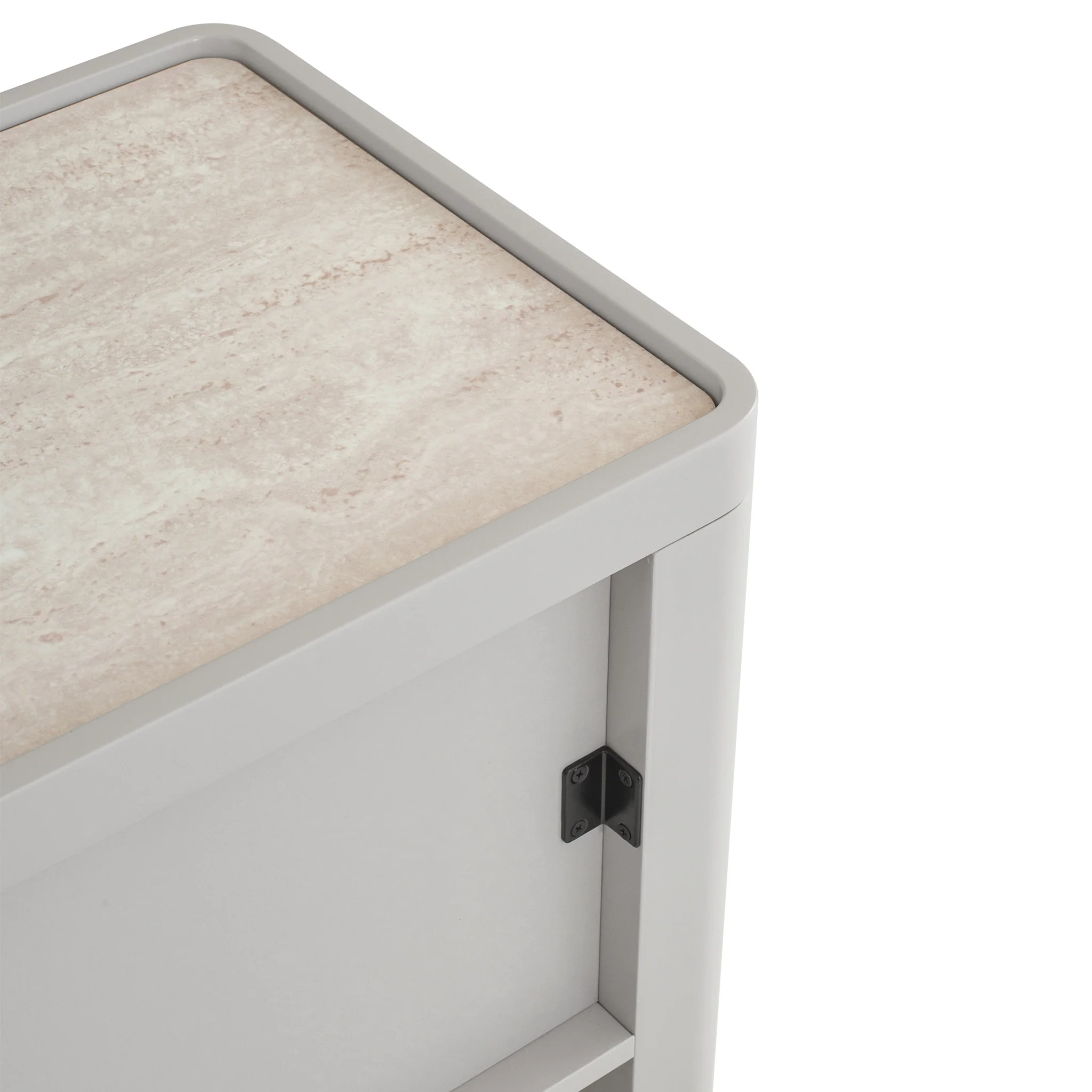 Modesta Glass Top Bedside Table - Warm Grey - Image 6