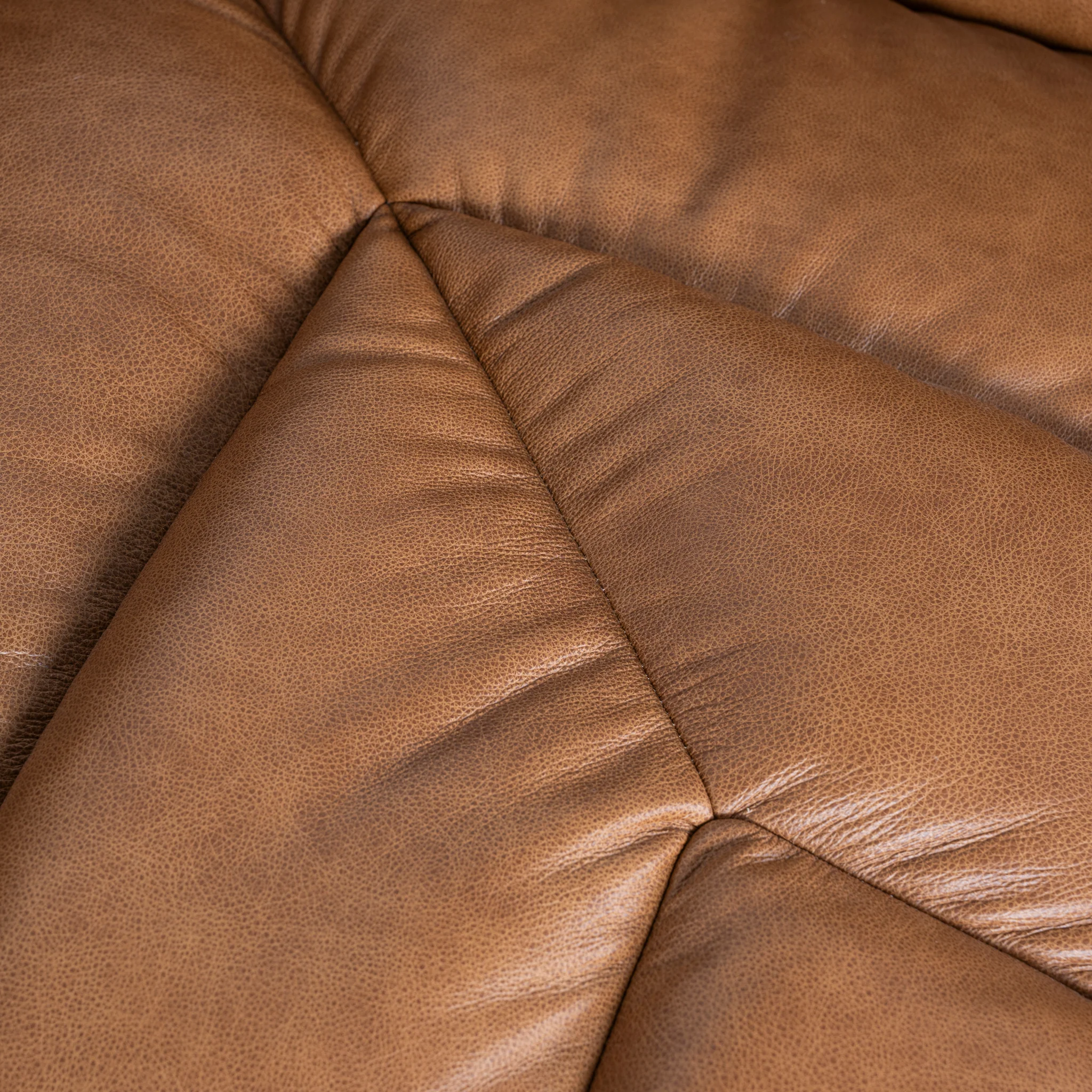 Monaco Modular Leather Corner Sofa - Amber Brown - Image 17