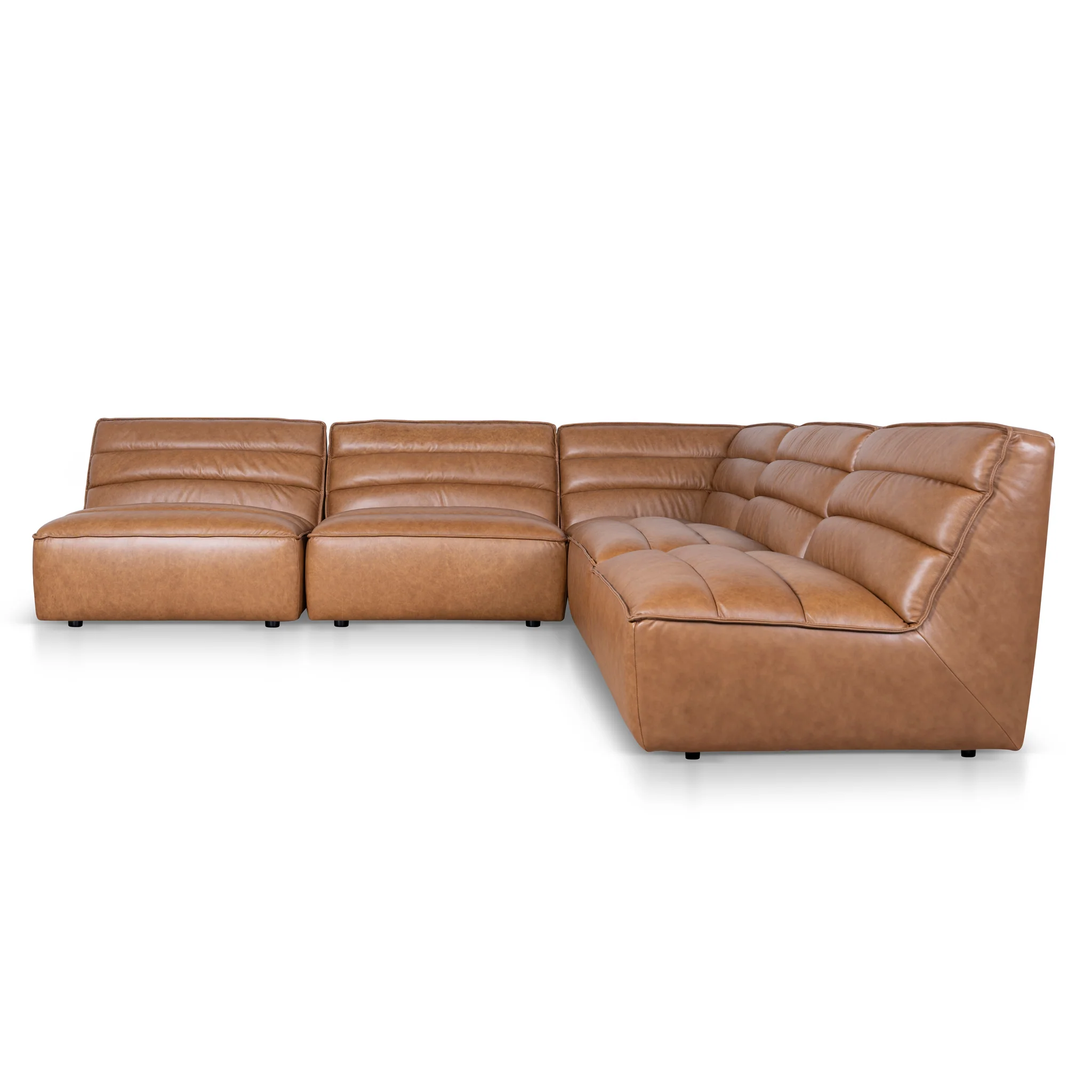 Monaco Modular Leather Corner Sofa - Amber Brown - Image 3