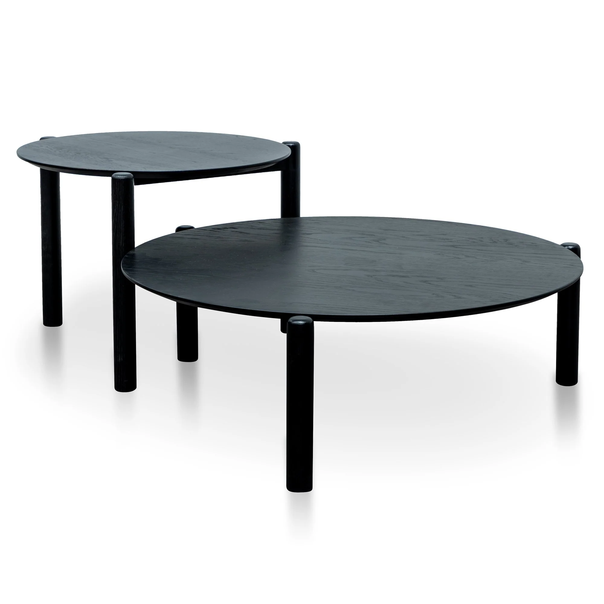Nest Of Holloway Wooden Round Coffee Table - Black