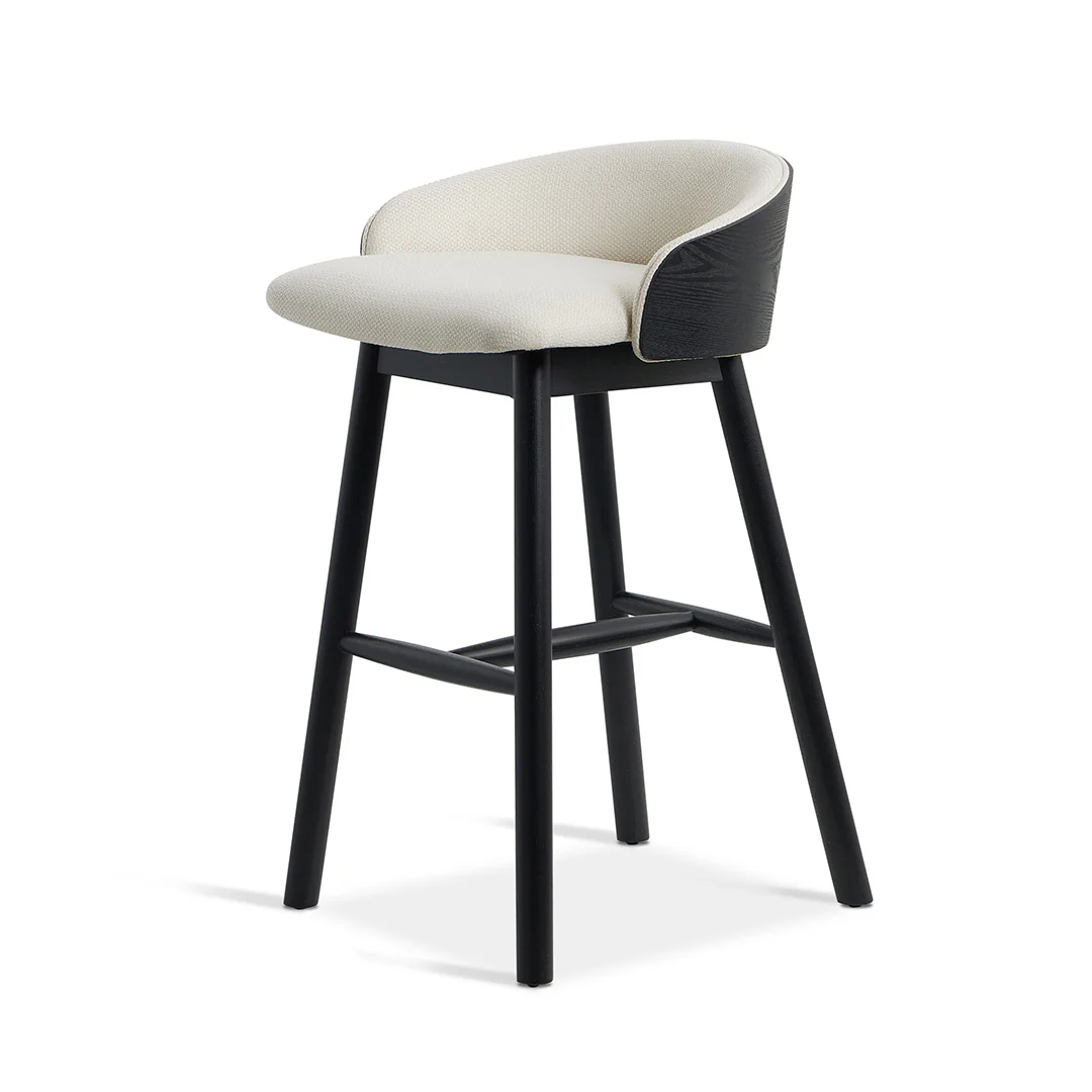 Nicholas 65cm Black Bar Stool - Beige - Image 3