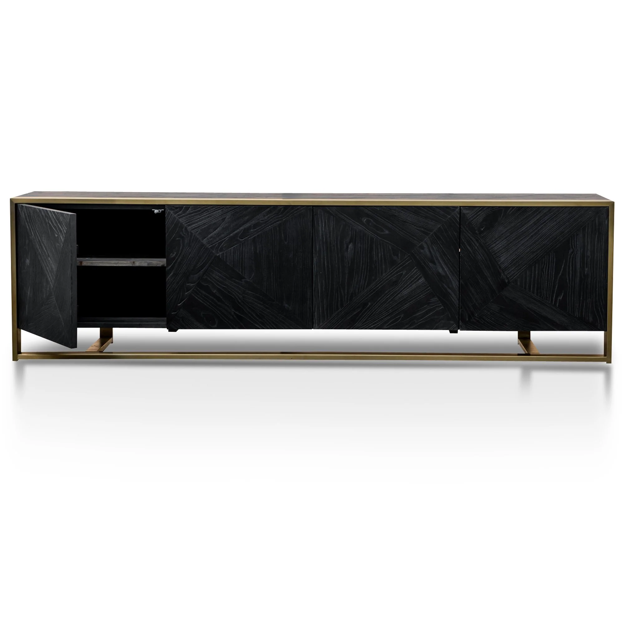 Nicole 2.2m Wooden TV Entertainment Unit - Black - Last One - Image 5