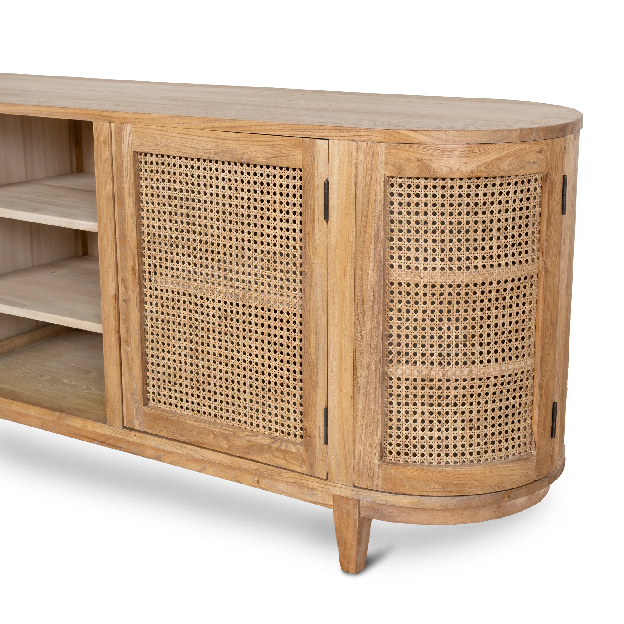 Obrien 2.1m Sideboard Unit - Natural with Rattan Doors - Image 8