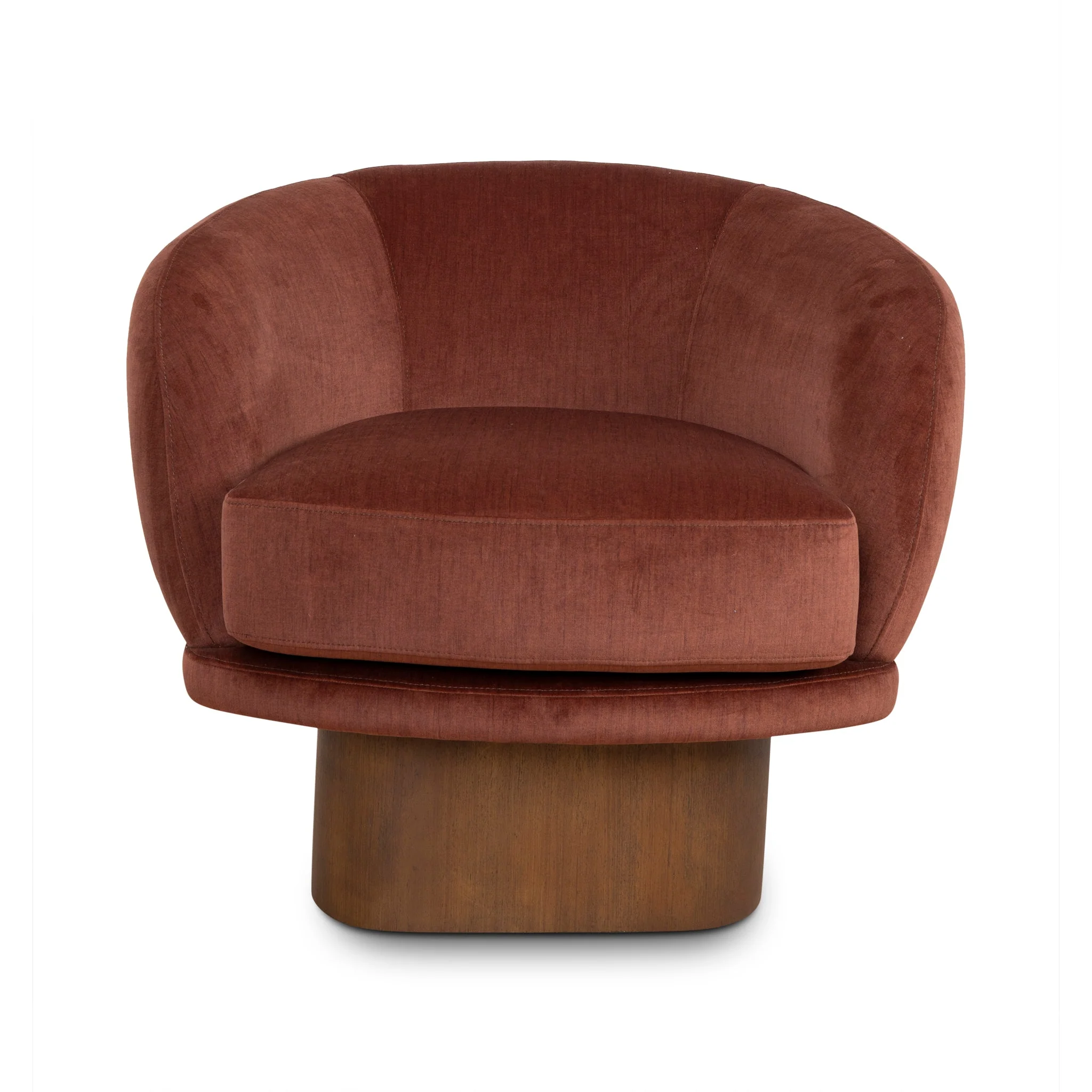 Odin Fabric Swivel Armchair - Red Bronze - Image 2