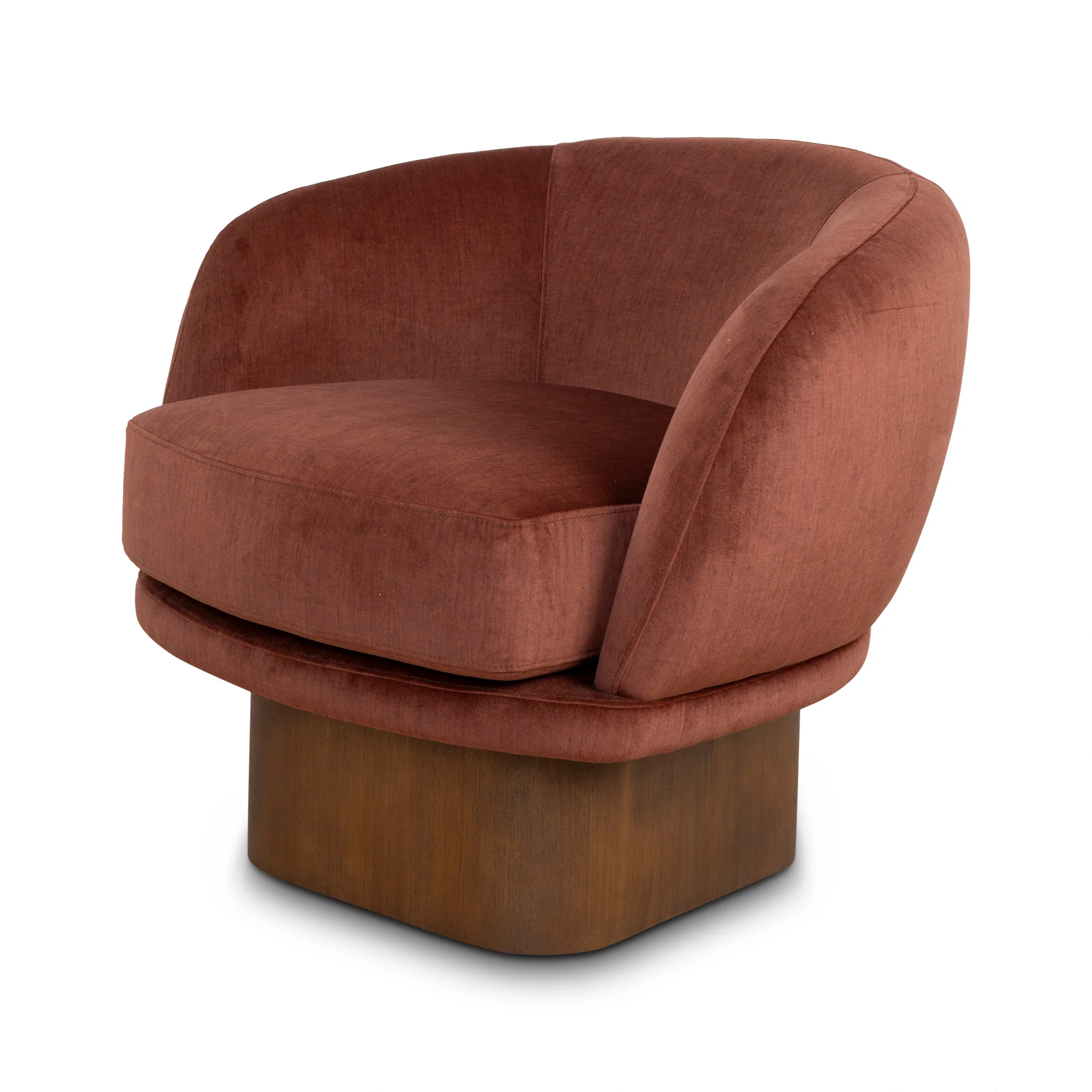 Odin Fabric Swivel Armchair - Soft Rust - Image 6