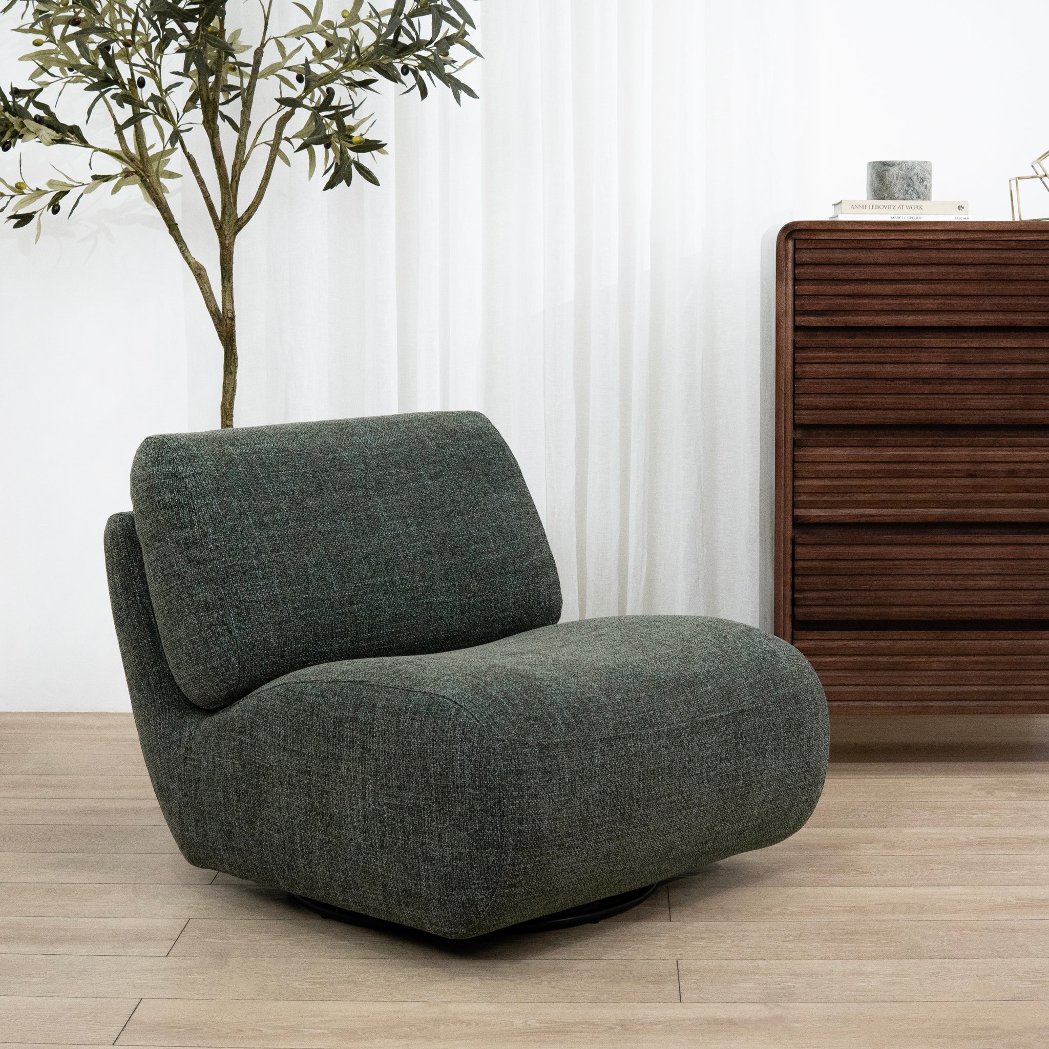 Opulence Swivel Lounge Chair - Moss Green - Image 2