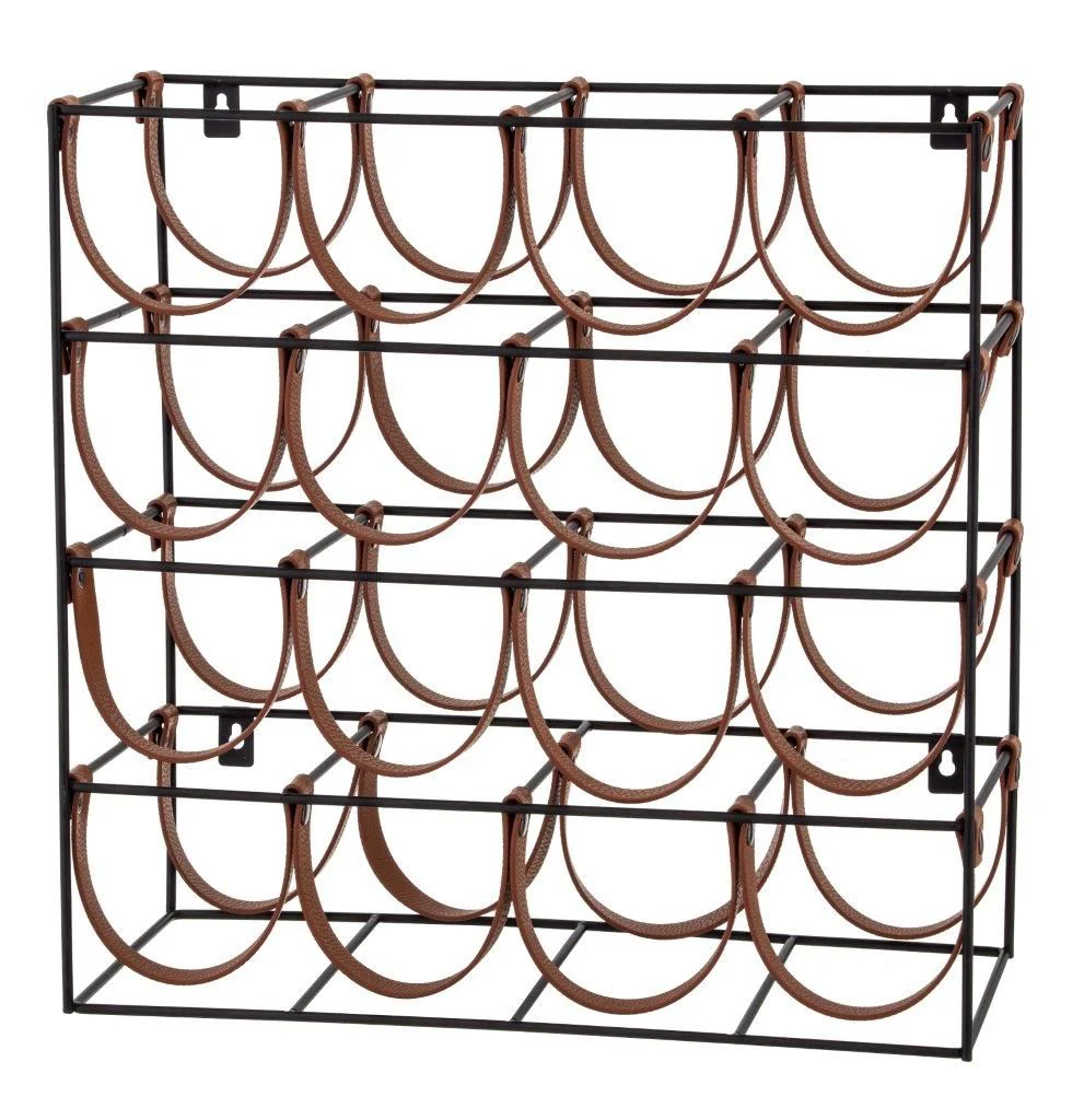 Orell 16 Bottles PU Leather Wine Rack - Tan