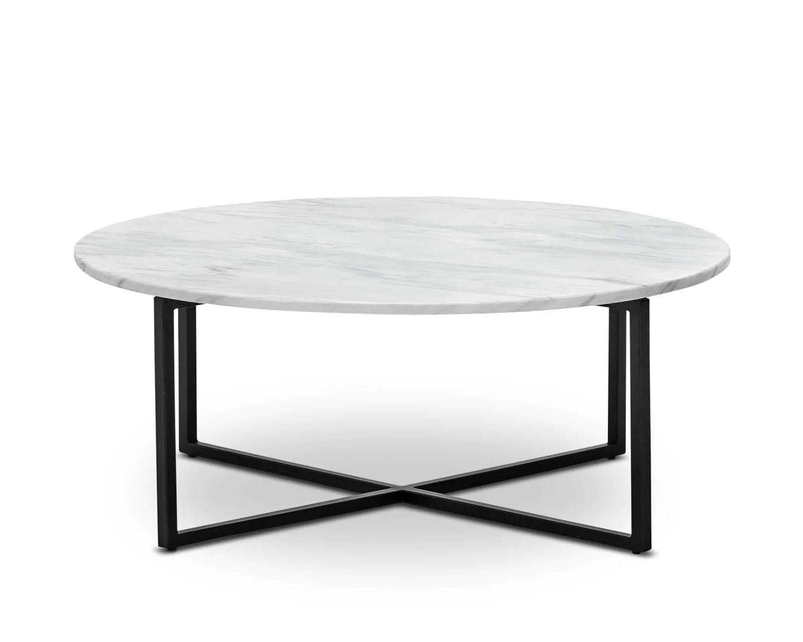 Parson 86cm Round White Marble Coffee Table - Black - Image 4