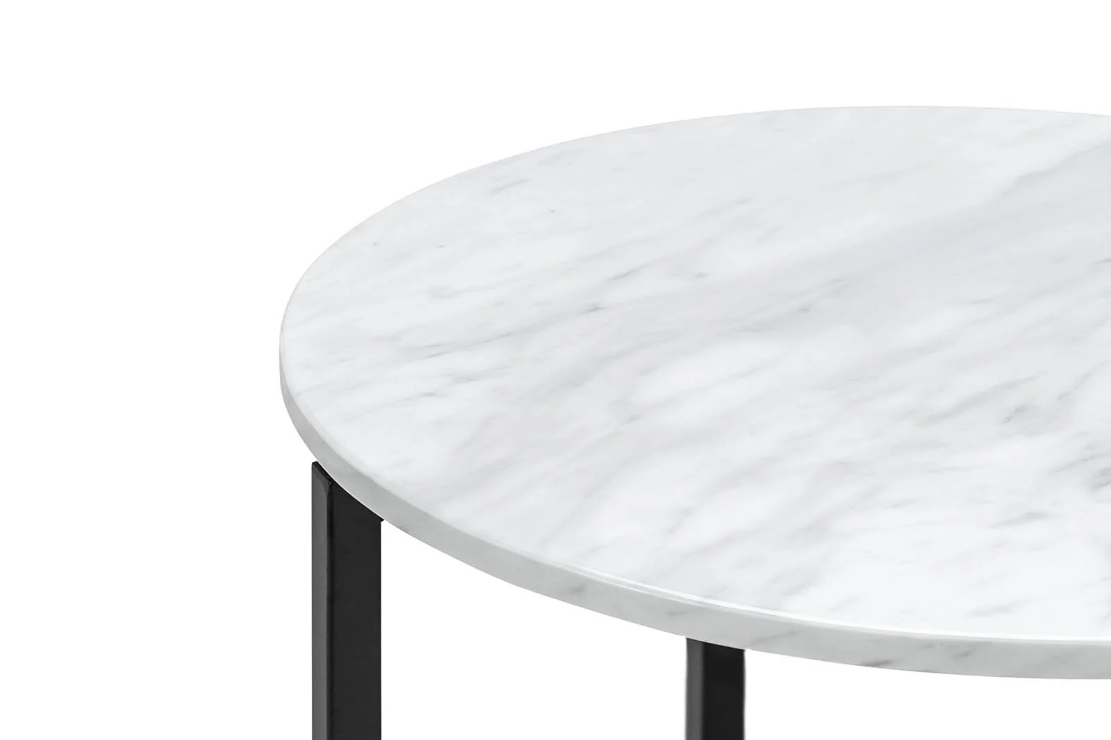 Parson Round White Marble Side Table - Black - Image 5