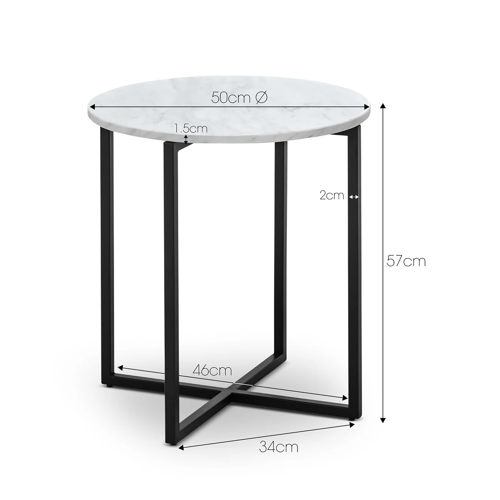 Parson Round White Marble Side Table - Black - Image 9