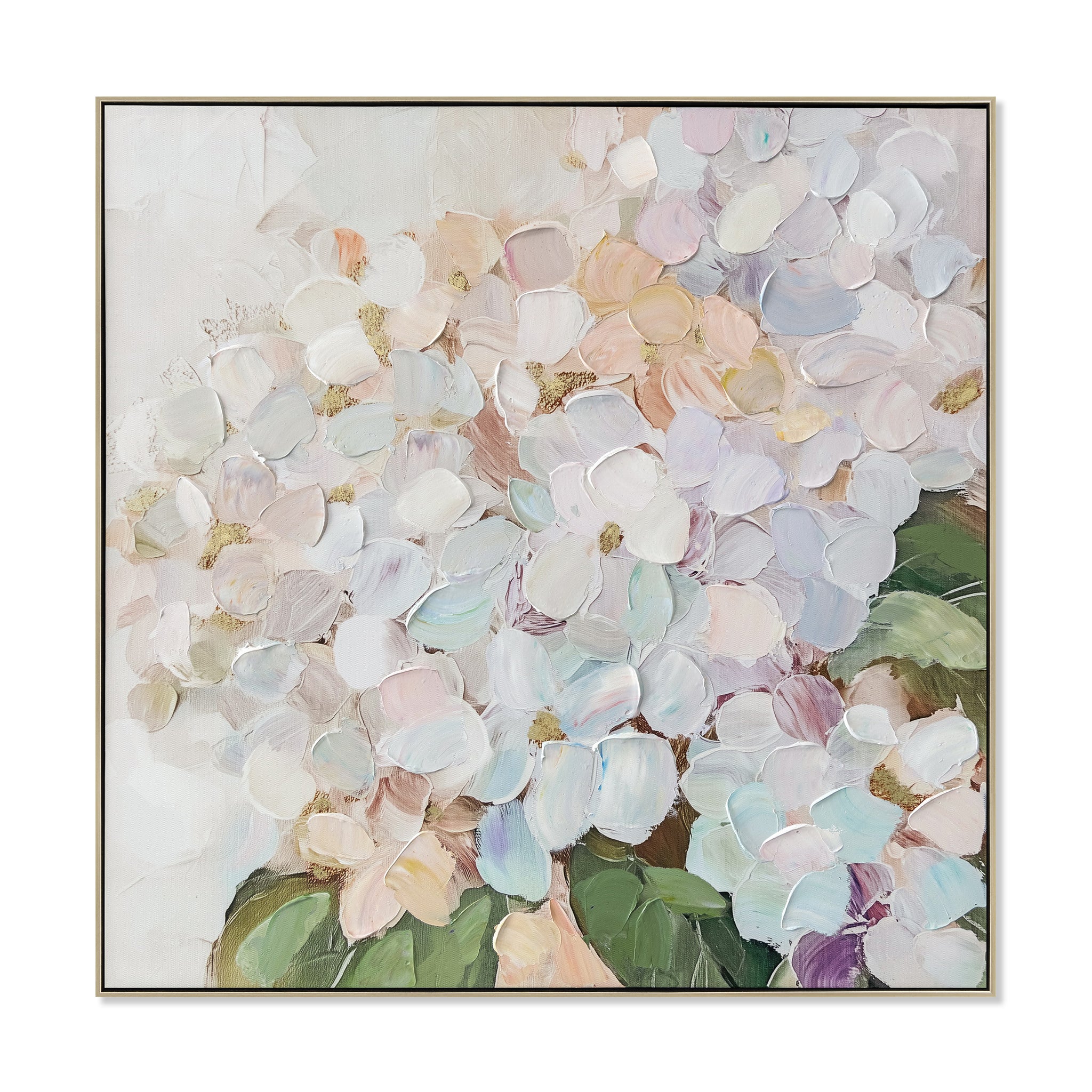Petal Whisper 80 x 80cm Framed Canvas - Natural