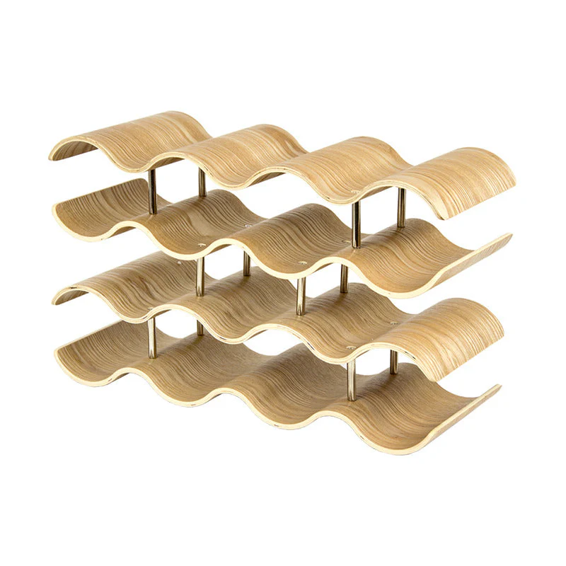 Petrus Wooden Wave 14 Bottle Holder Wine Rack - Natural