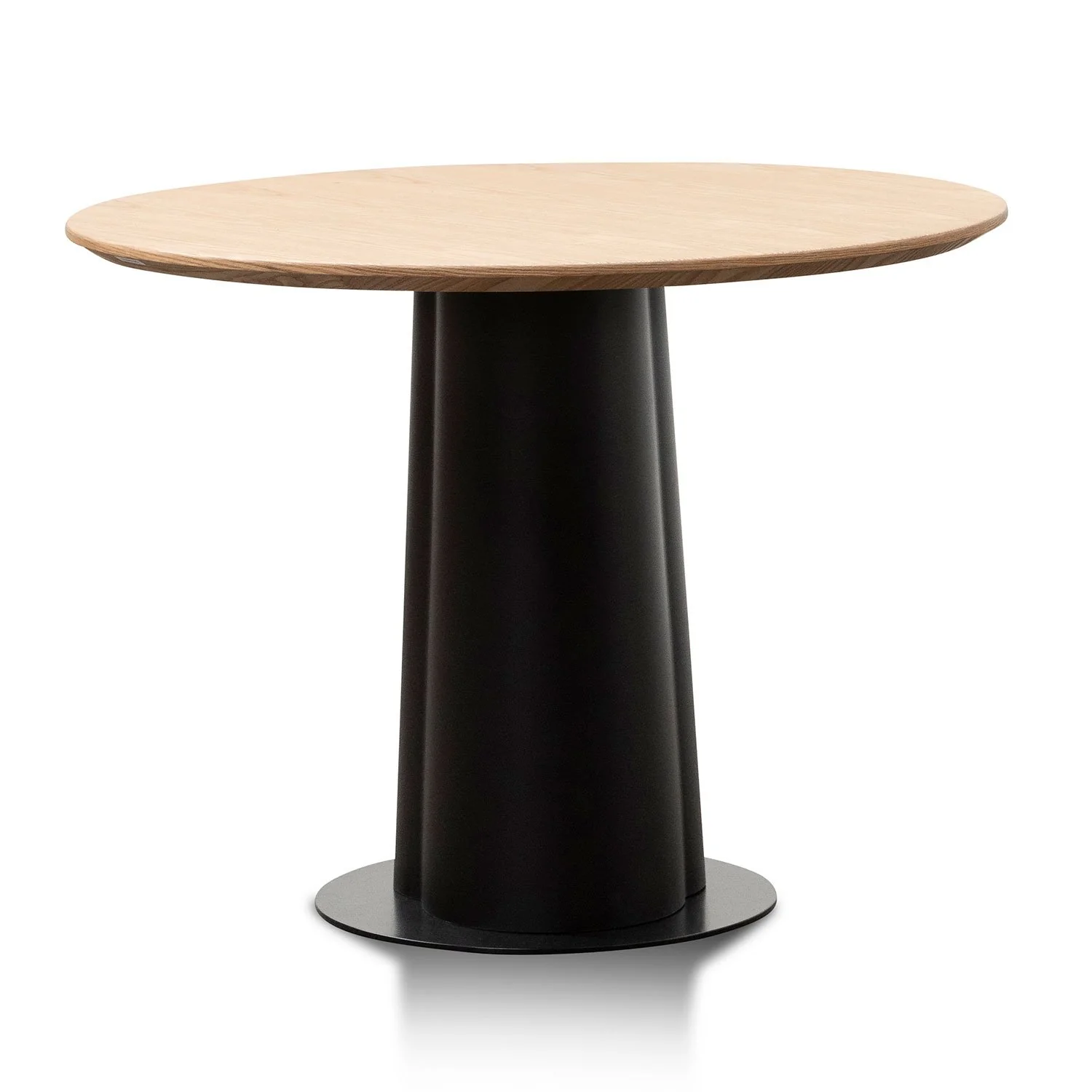 Polly Round Wooden Dining Table - Natural Top and Black Base