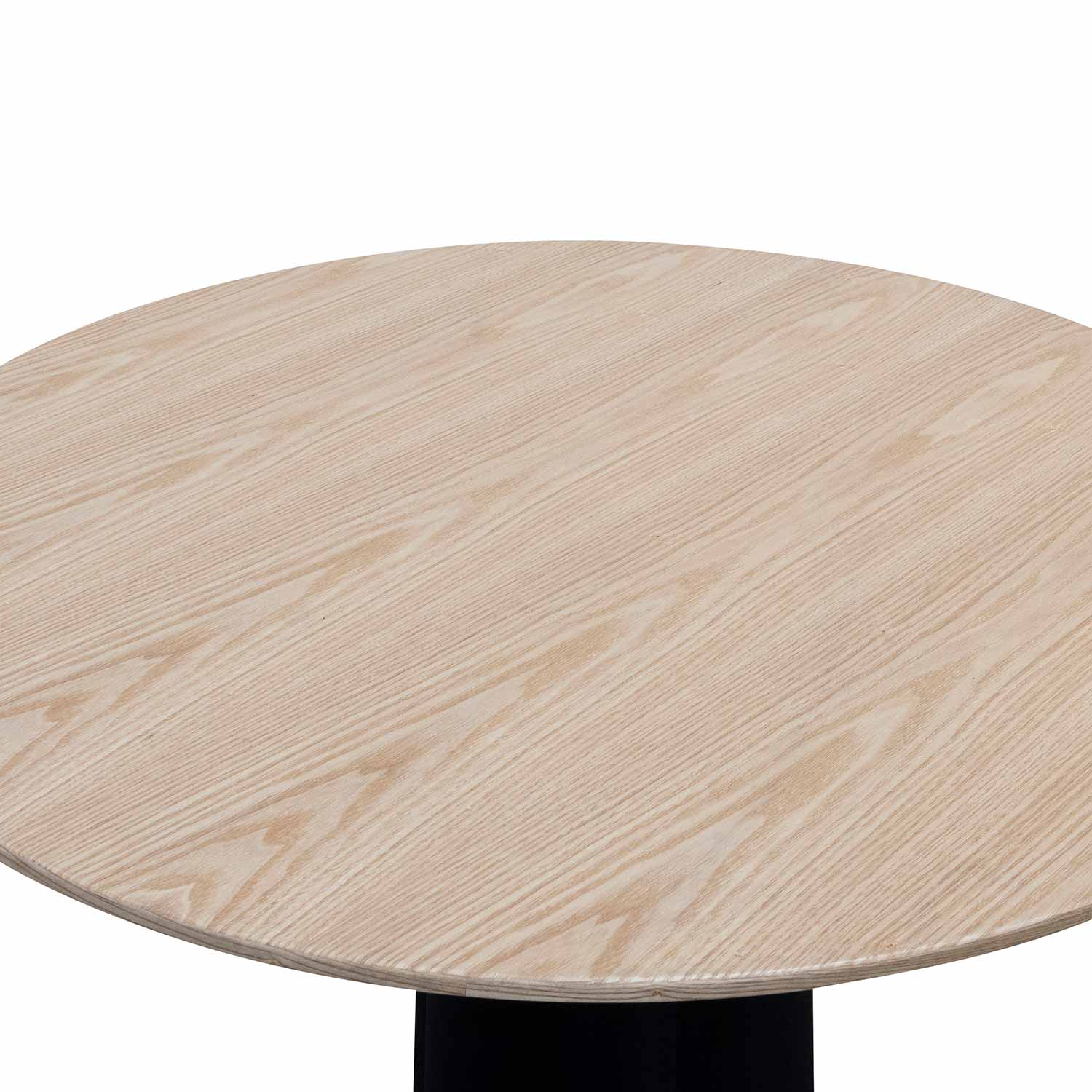 Polly Round Wooden Dining Table - Natural Top and Black Base - Image 4