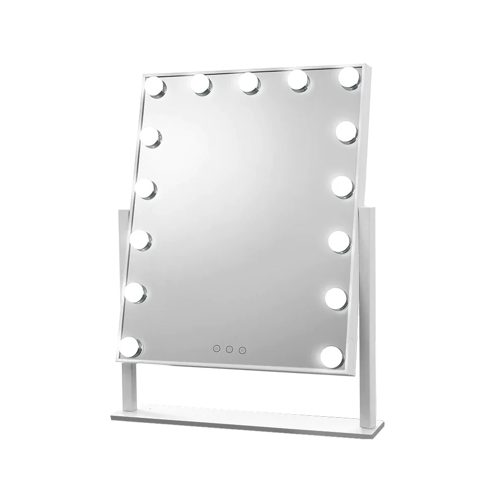 Rebellim Hollywood Lighted Dressing Mirror with 15 Dimmable Bulb - White