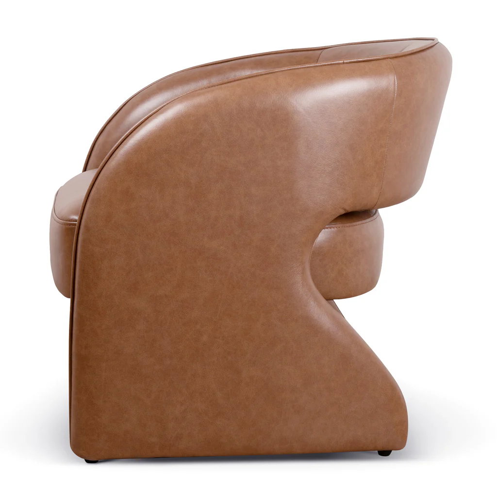 Renata Armchair - Caramel Brown Leather - Image 3