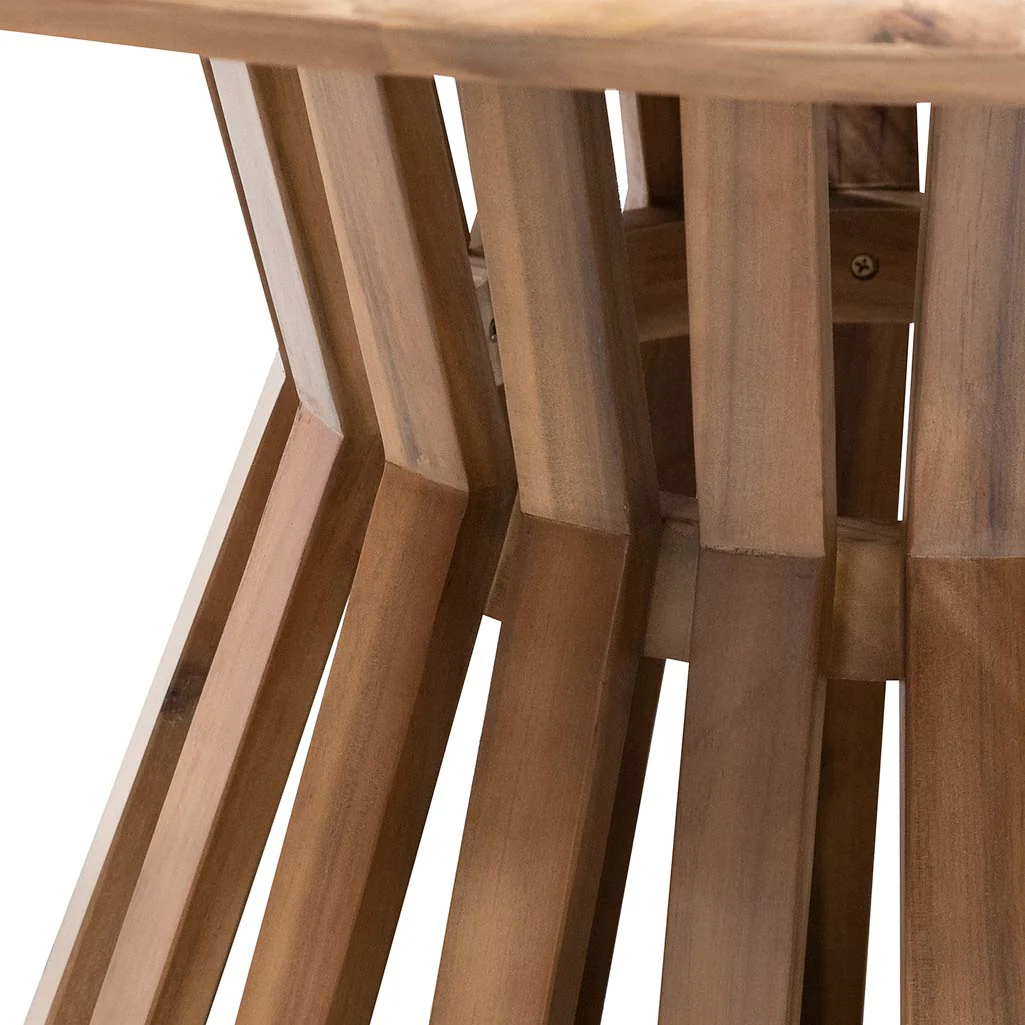 Renzo 1.35m Round Outdoor Dining Table - Light Natural Acacia - Image 9