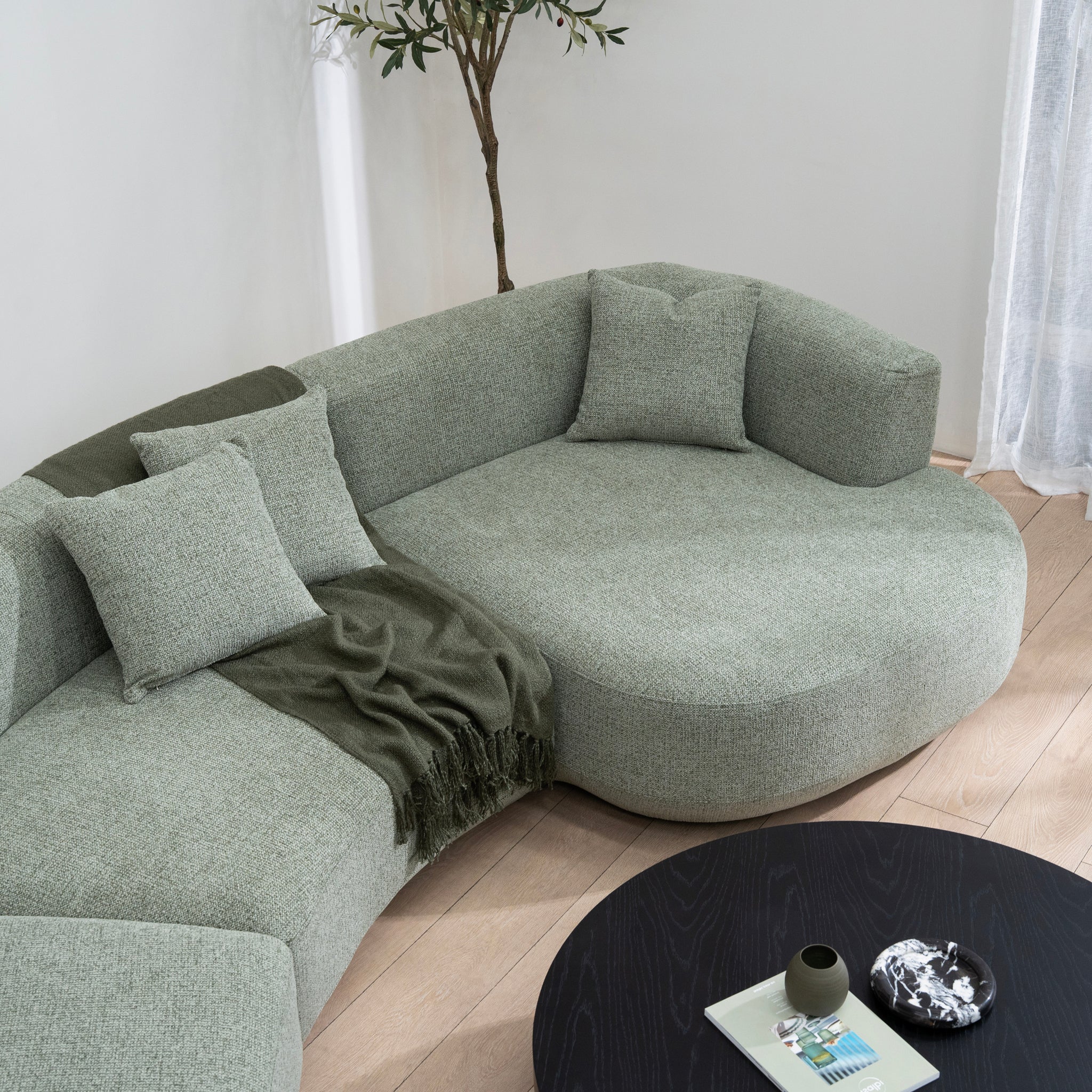 Roly Modular Right Chaise Sofa - Coral Light Green - Image 2