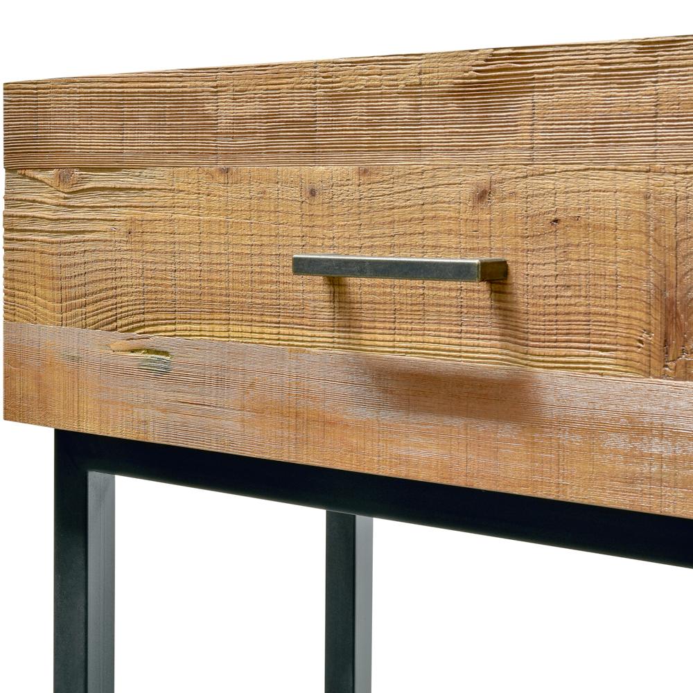 Royce 1.2m Reclaimed Pine Console Table - Black Base - Image 6