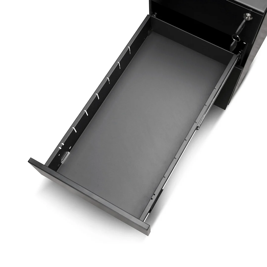 Russel 3 Drawers Slim Mobile Pedestal - Black - Image 8
