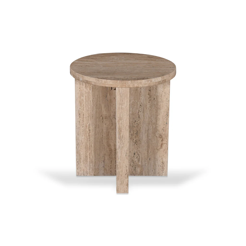 Sanya 45cm Travertine Top Round Side Table - Image 4