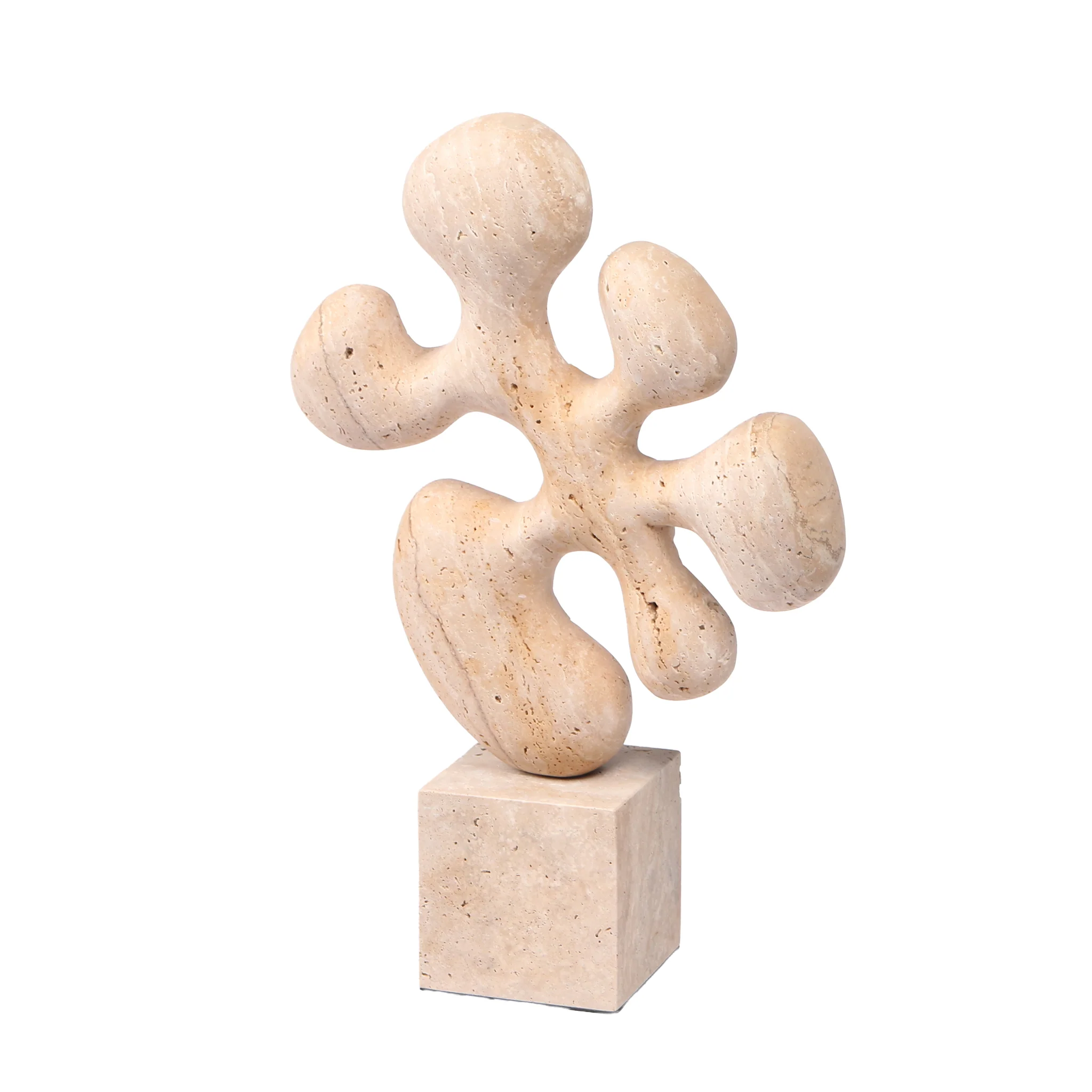 Sava Geometric Marble Sculpture - Beige - Image 4