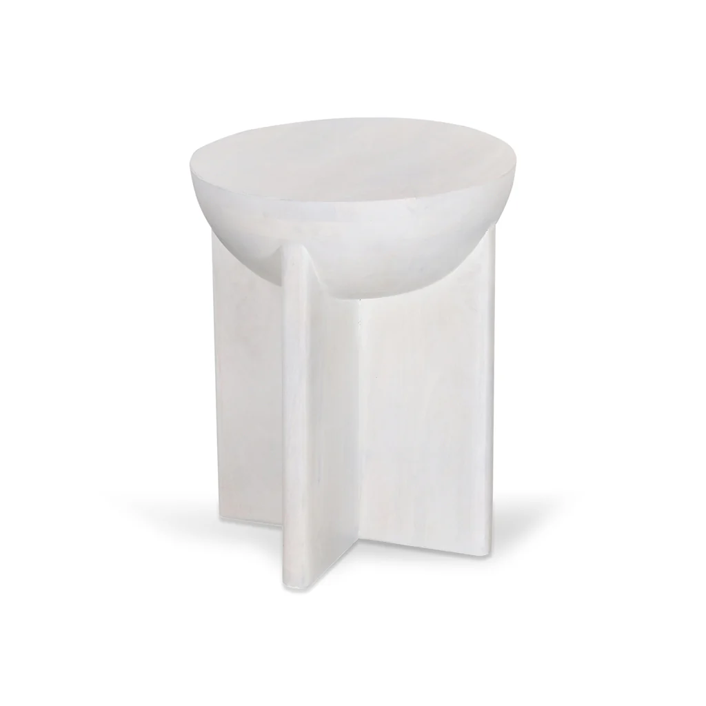 Savio 40cm Round Side Table - Cafe White
