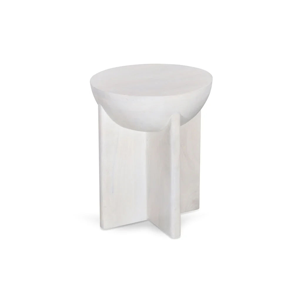 Savio 40cm Round Side Table - Cafe White - Image 4