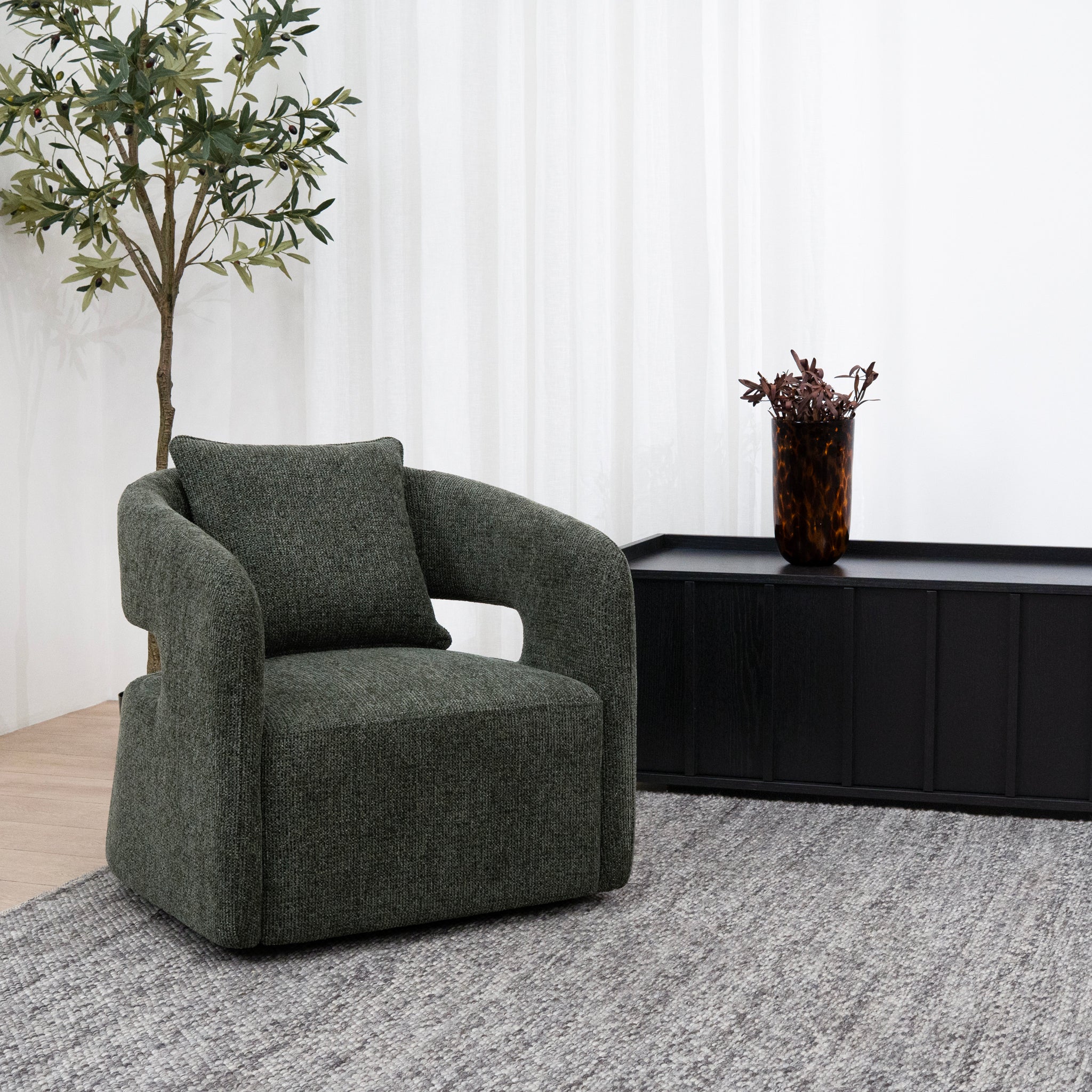 Seam Armchair - Coral Dark Green - Image 2