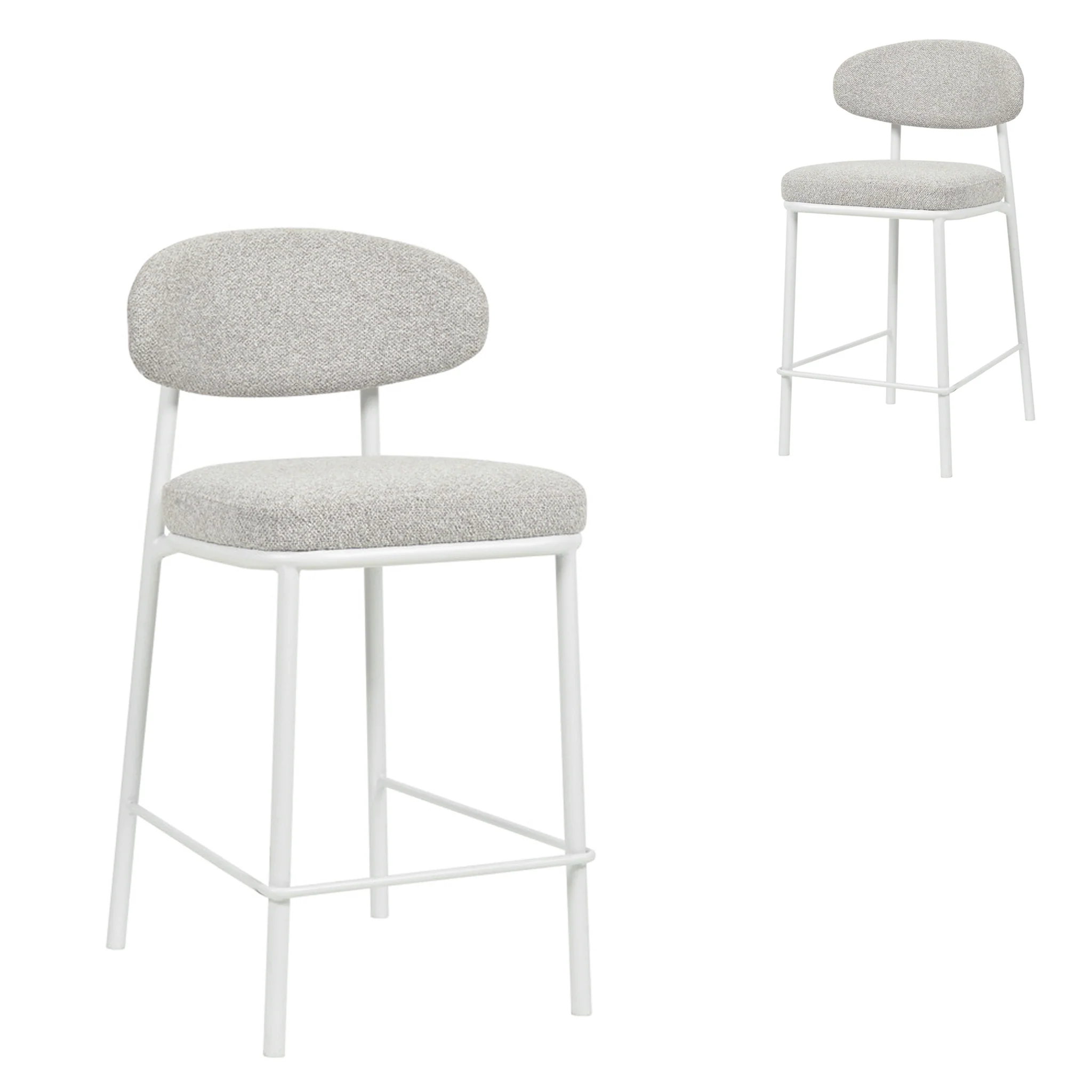 Set of 2 - Ambrosi 65cm White Bar Stool - Clay Grey