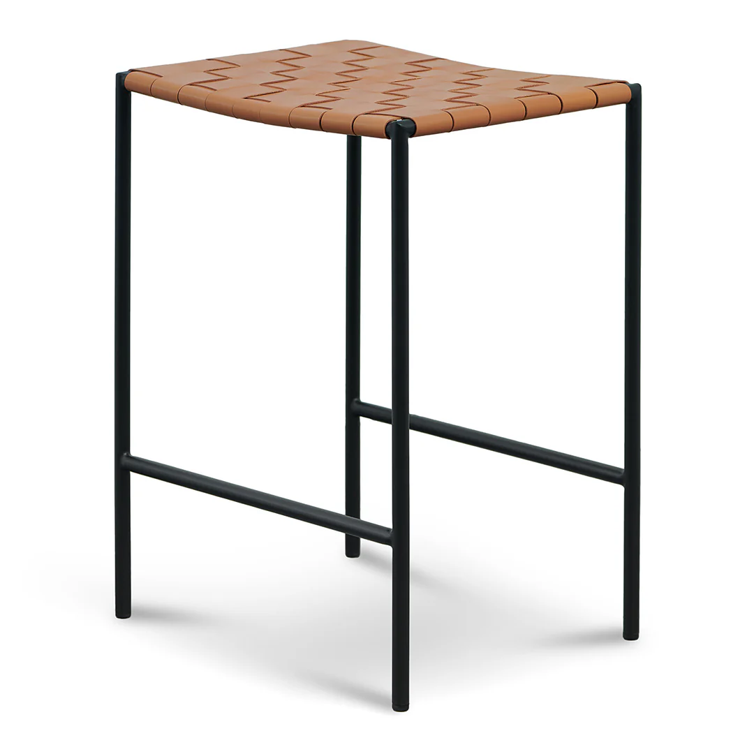 Set of 2 - Anika Black Frame Bar stool - Tan - Image 4