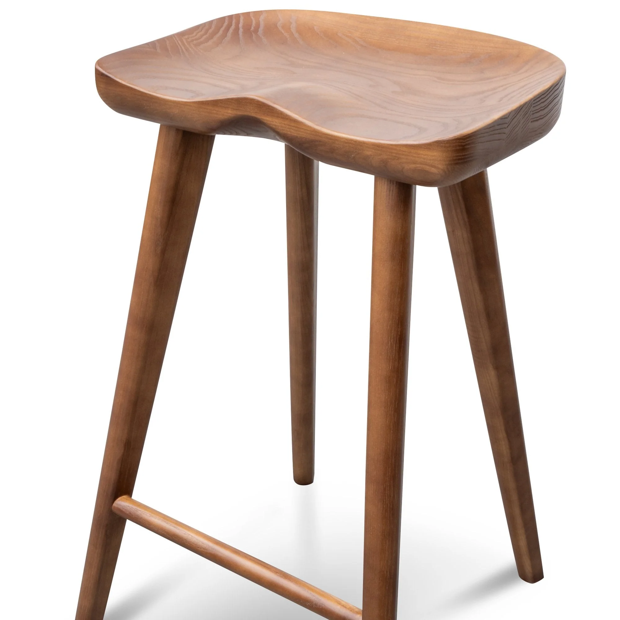 Set of 2 - Bethan 65cm Wooden Bar stool - Walnut - Image 6
