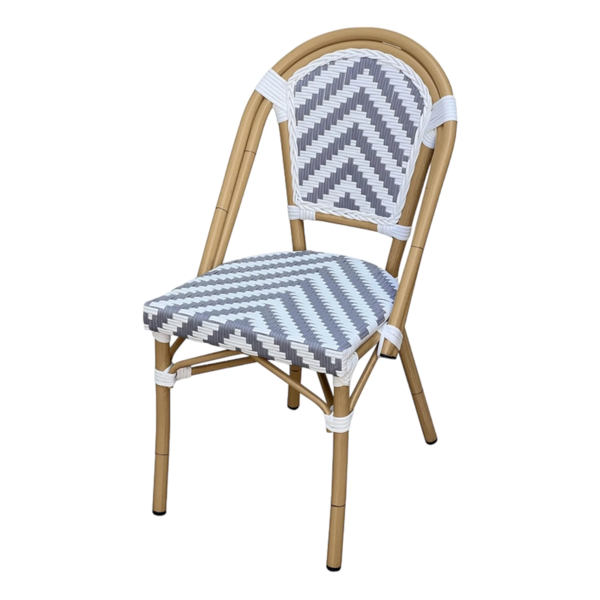 Set of 2 - Dalmatian Indoor / Outdoor Dining Chair - Grey & White Chevron - Image 3