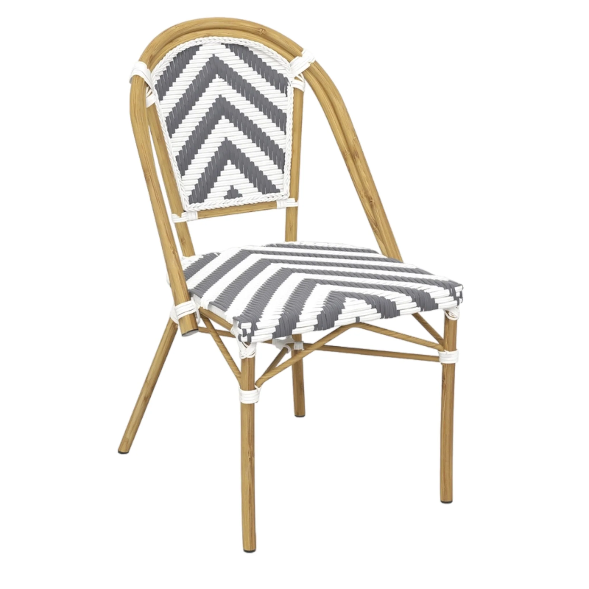 Set of 2 - Dalmatian Indoor / Outdoor Dining Chair - Grey & White Chevron - Image 6