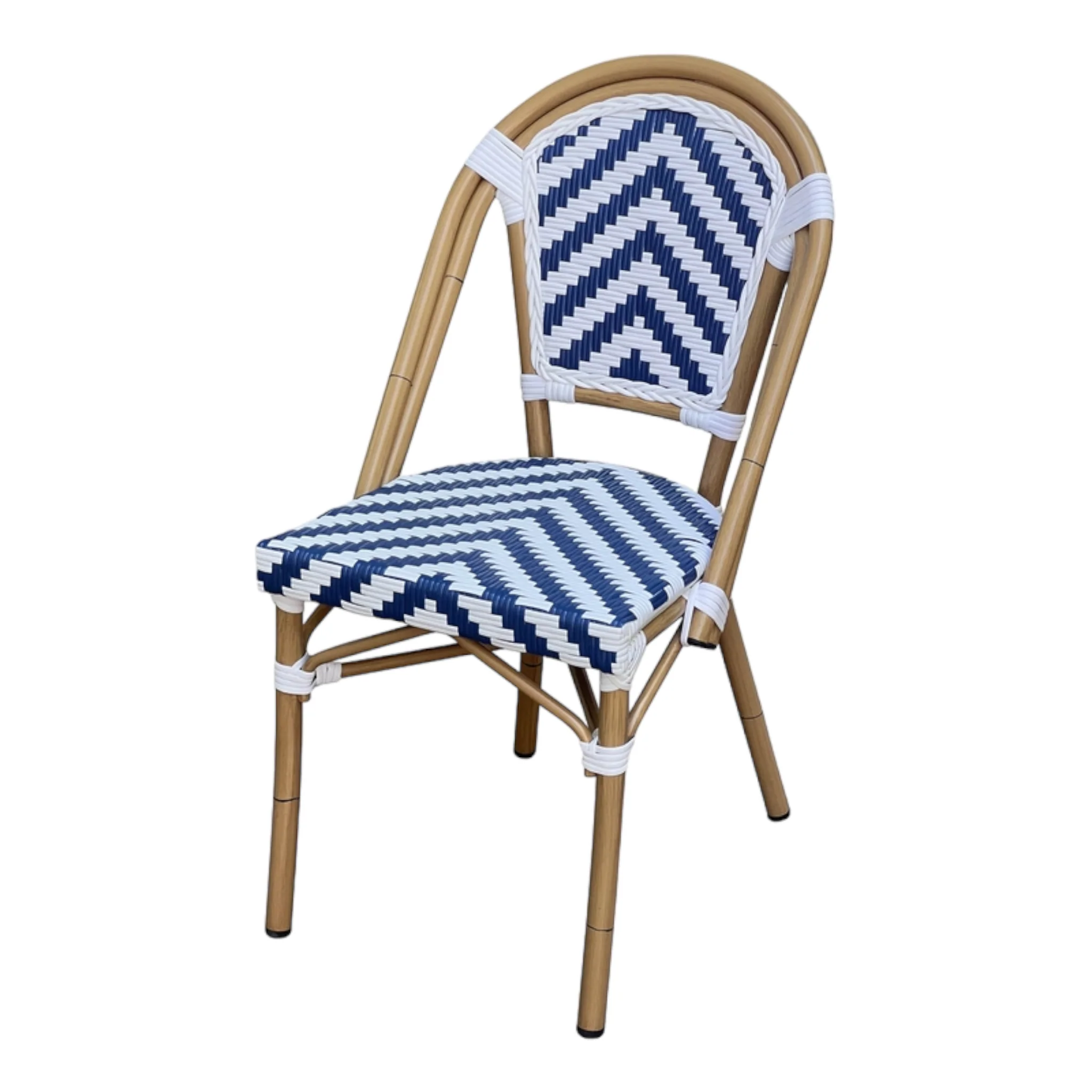 Set of 2 - Dalmatian Indoor / Outdoor Dining Chair - Navy & White Chevron - Image 3