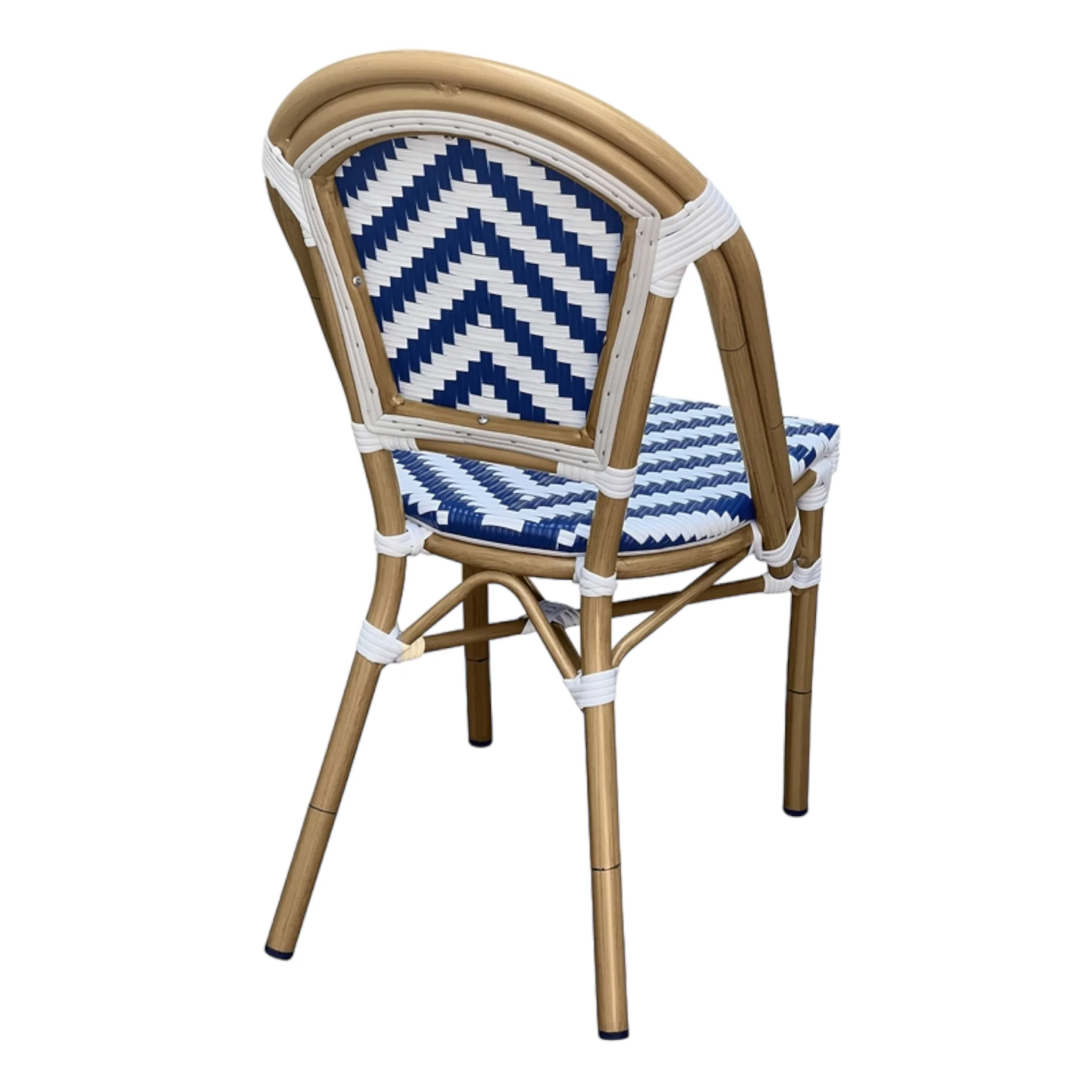 Set of 2 - Dalmatian Indoor / Outdoor Dining Chair - Navy & White Chevron - Image 4