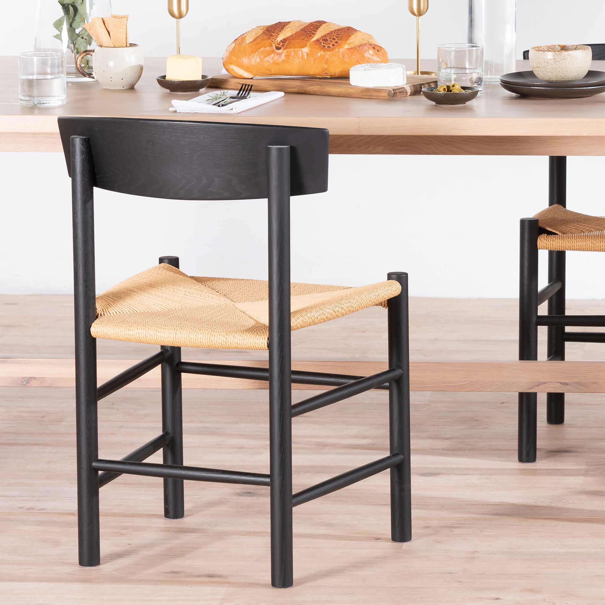 Set of 2 - Erika Rattan Black Dining Chair - Natural Seat - Image 5