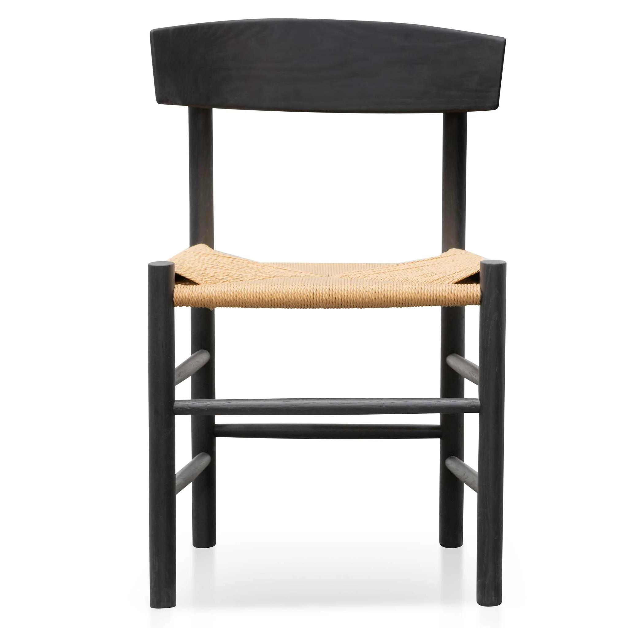 Set of 2 - Erika Rattan Black Dining Chair - Natural Seat - Image 6