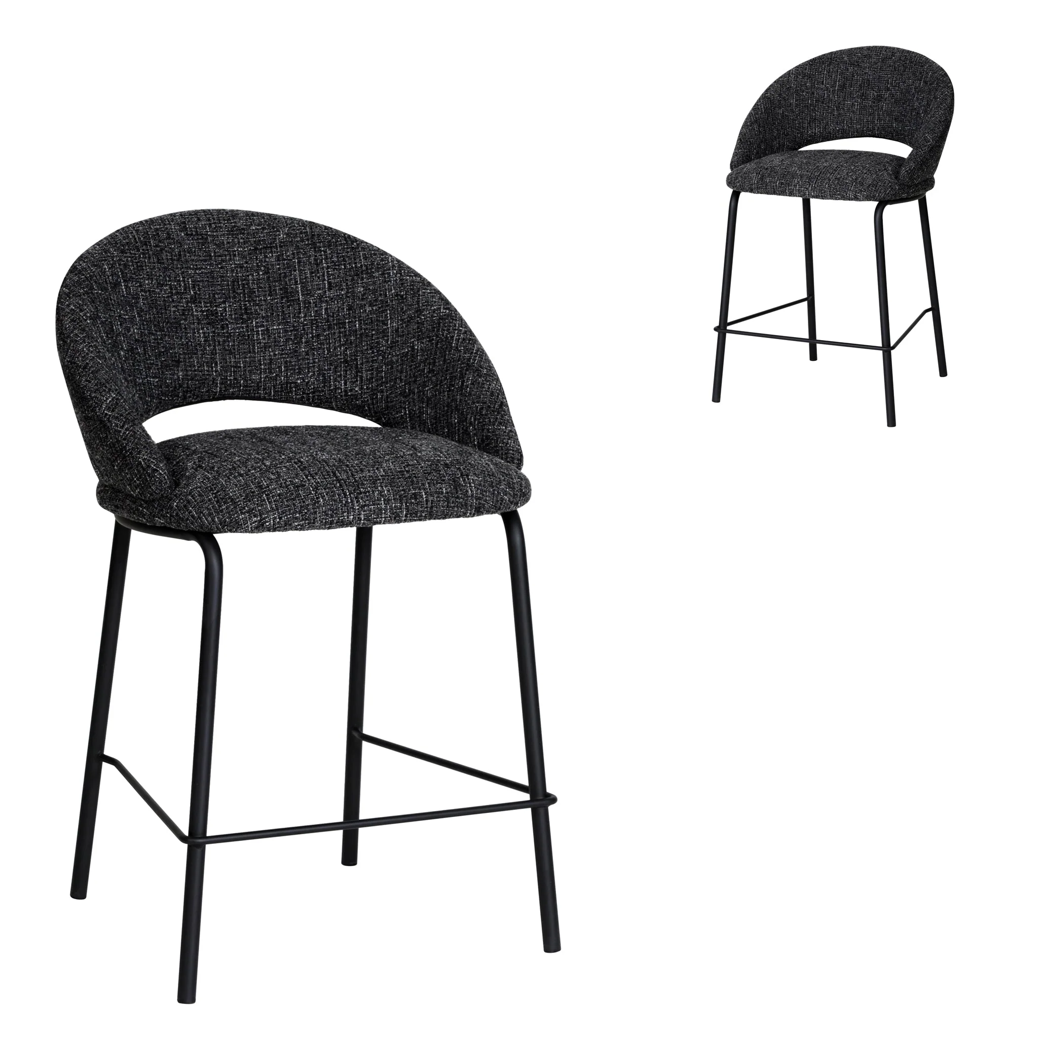 Set of 2 - Harrington Black Bar Stool - Field Charcoal - Image 9
