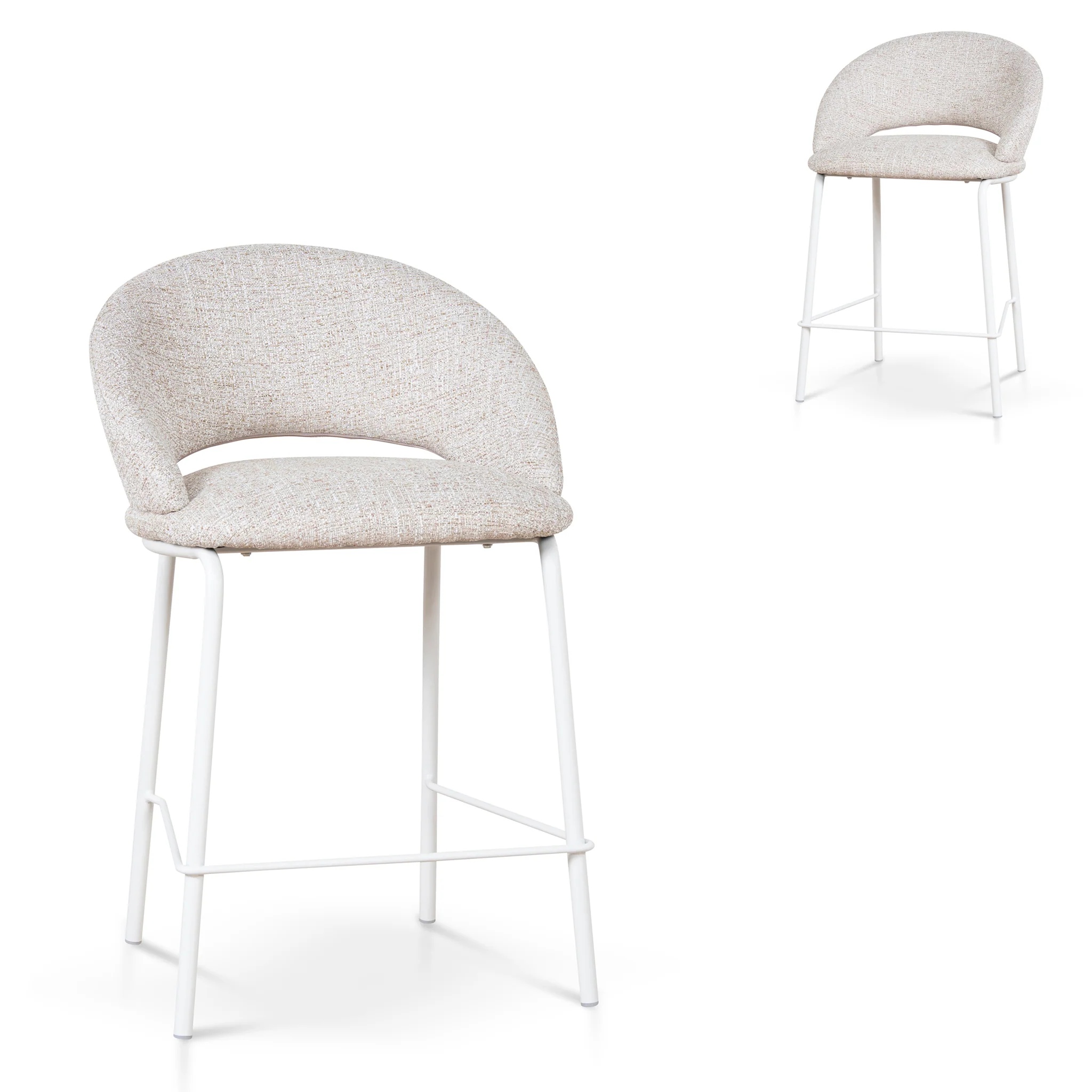 Set of 2 - Harrington White Bar Stool - Pale Beige