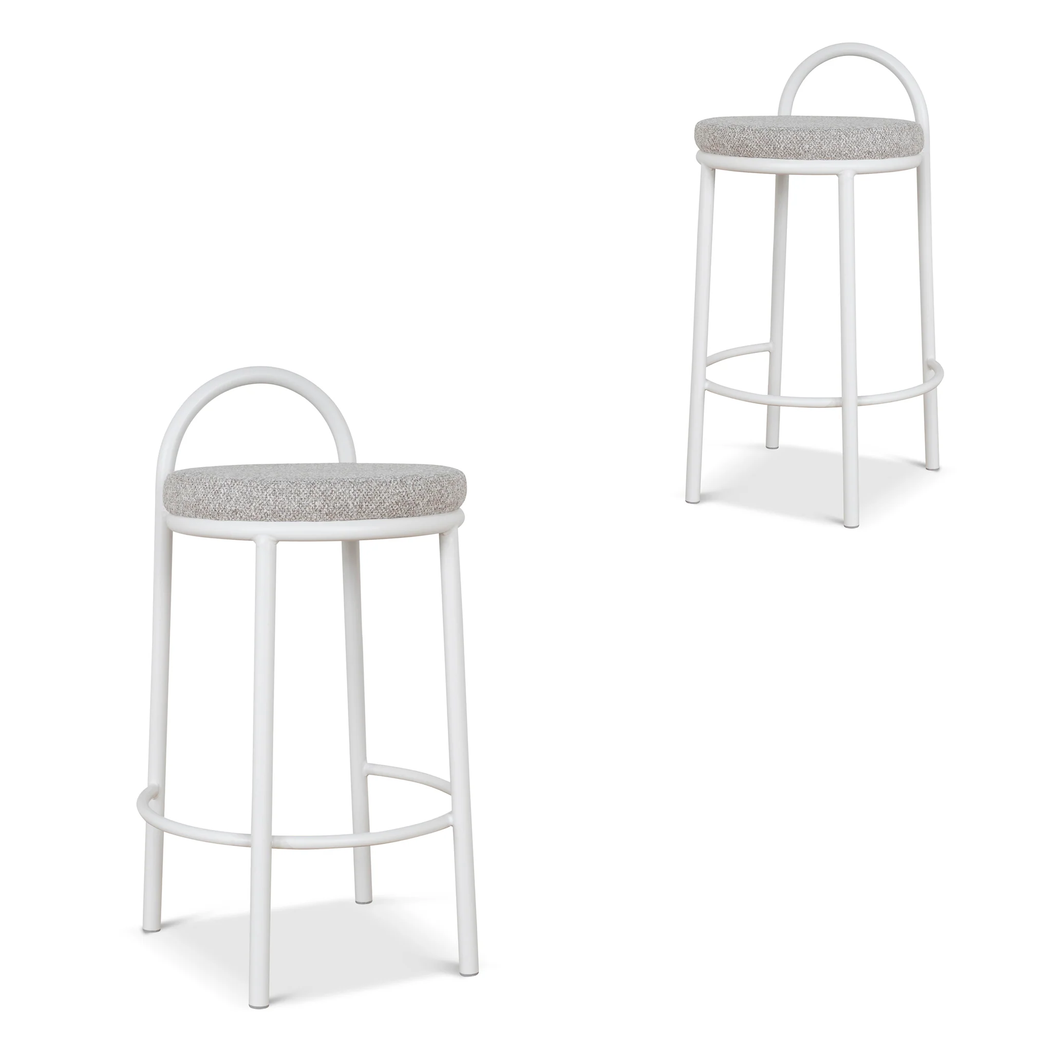 Set of 2 - Mclean 63cm White Frame Bar Stool - Clay Grey
