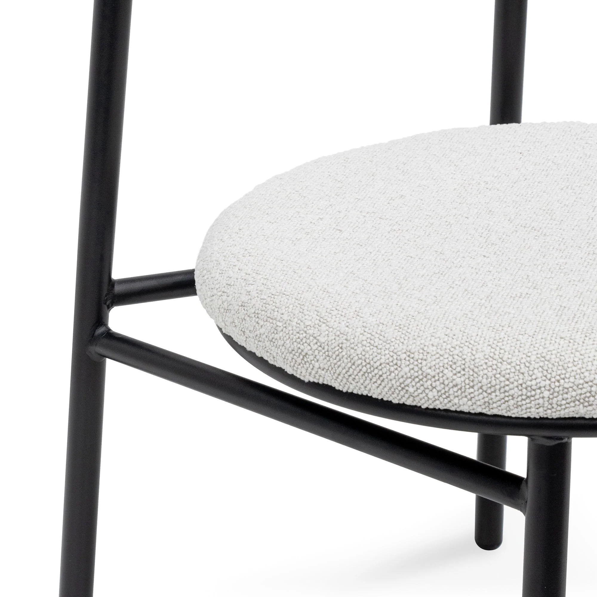 Set of 2 - Oneal Fabric Dining Chair - Moon White Boucle and Black Legs - Image 6