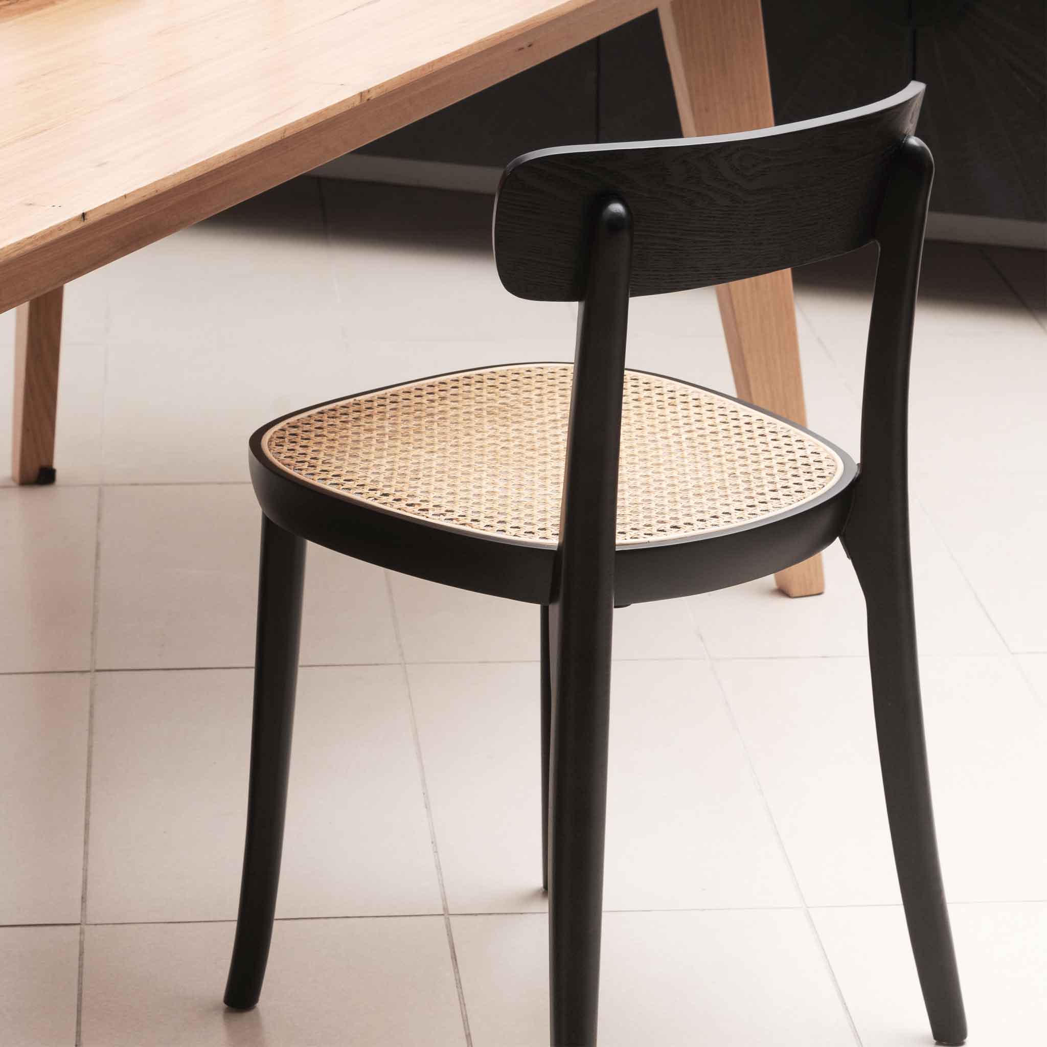 Set of 2 - Orval Rattan Dining Chair - Black with Natural Seat - Image 2