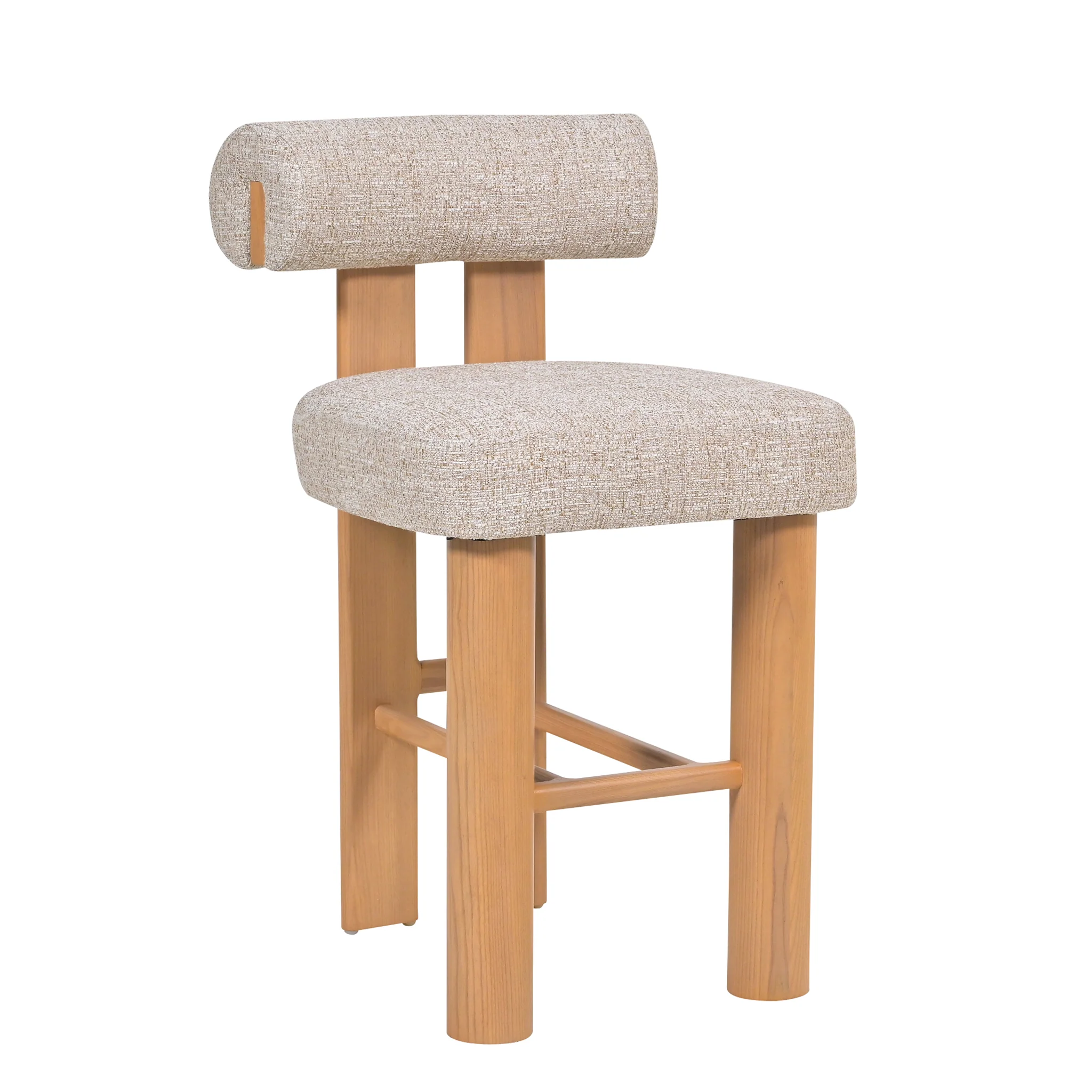 Set of 2 - Remy Natural Barstool - Pale Beige - Image 3