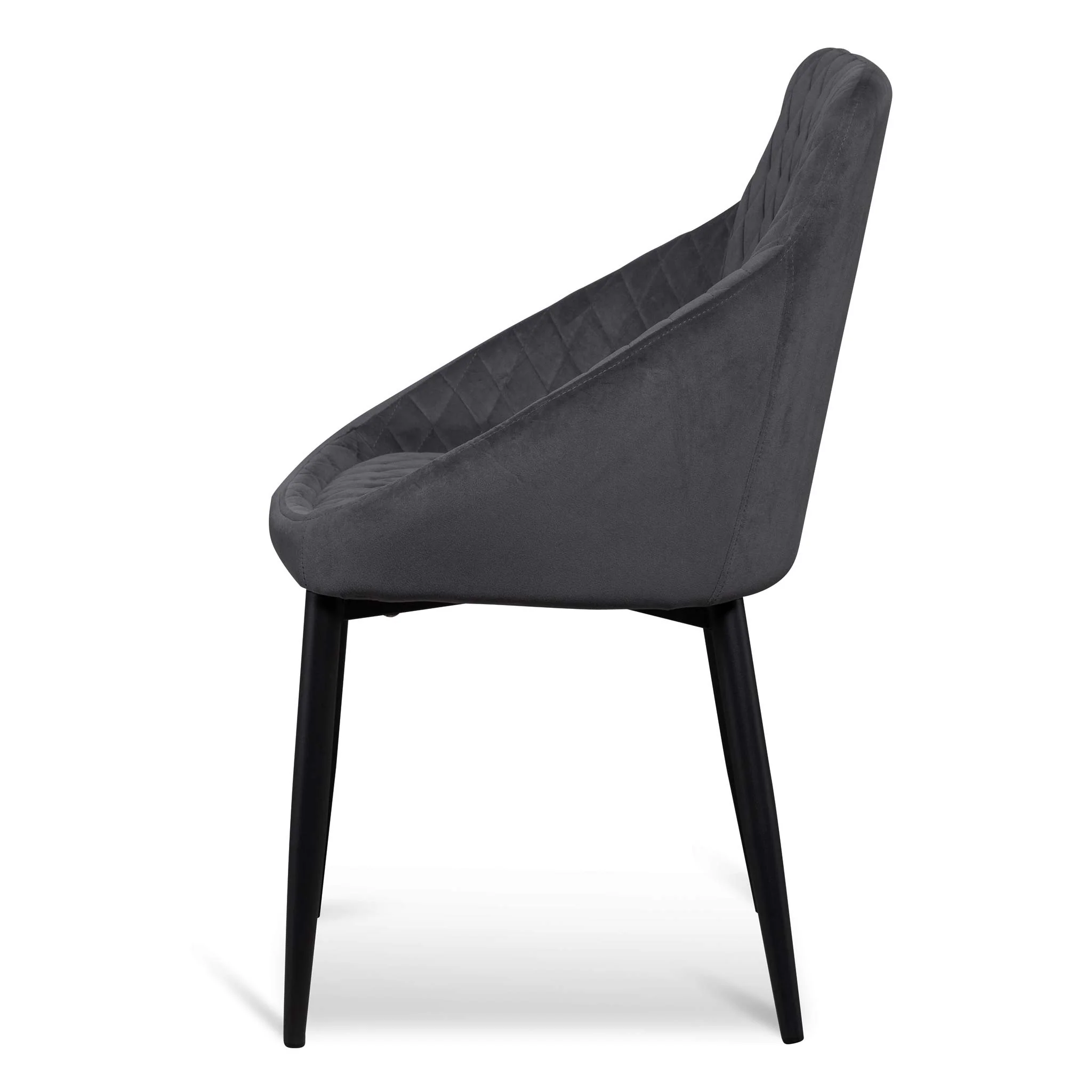 Set of 2 - Rolf Dining Chair - Grey Velvet in Black Legs - Image 4
