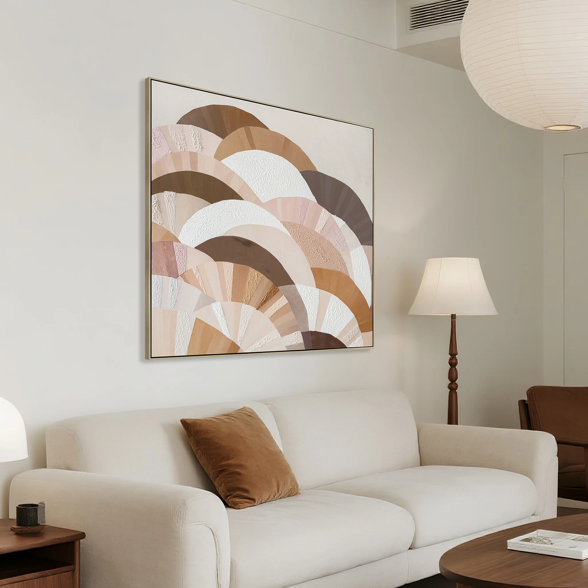 Terra Fan 80 x 80cm Framed Canvas - Natural - Image 3