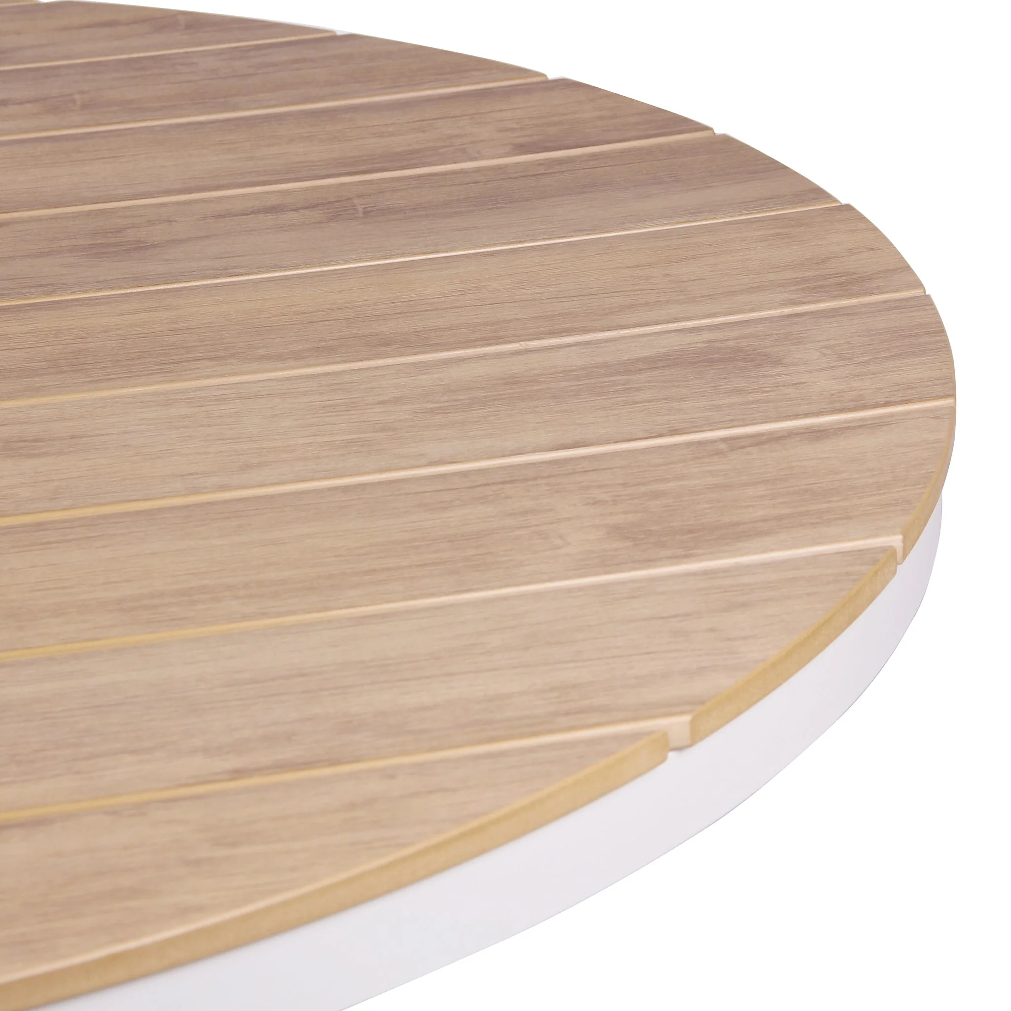 Vanesa 1.4m Round Sand White Outdoor Dining Table - Natural - Image 3