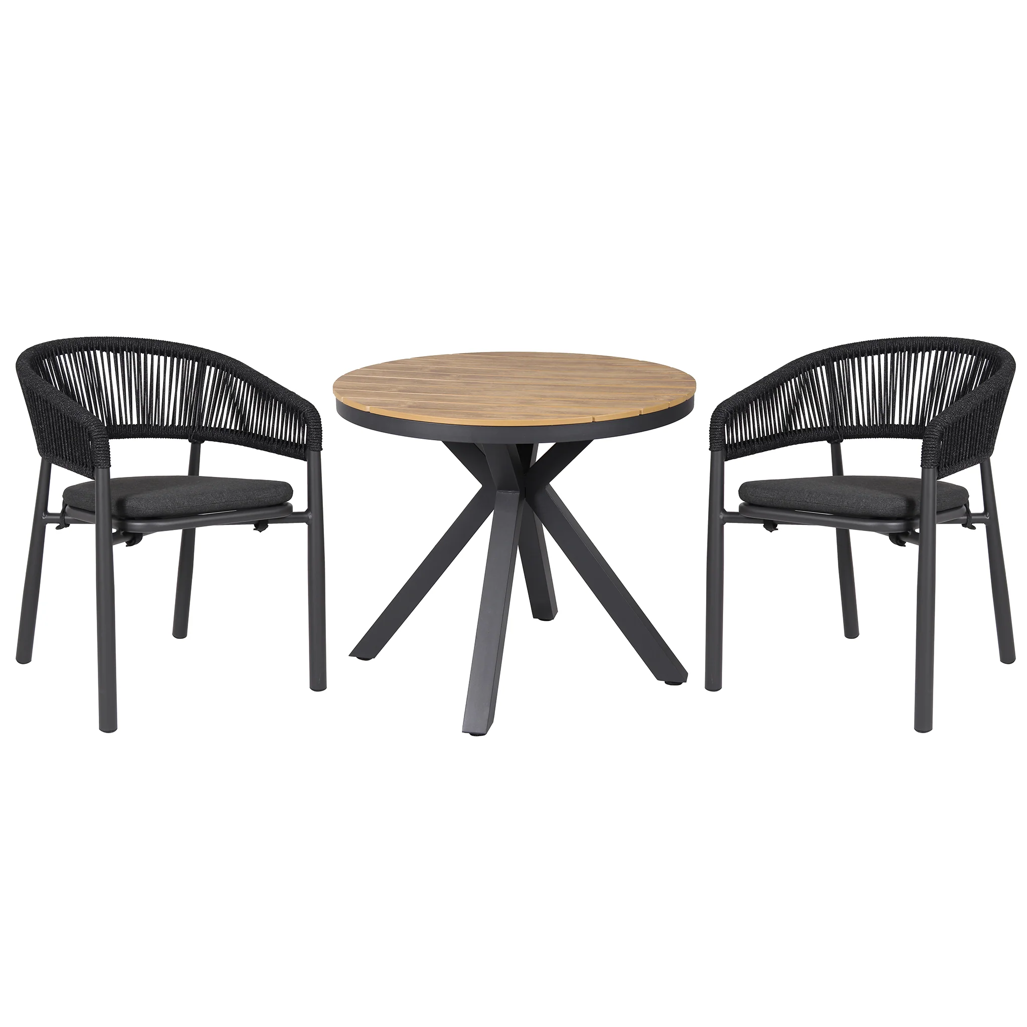 Vanesa 90cm Round Charcoal Outdoor Dining Table - Natural - Image 4