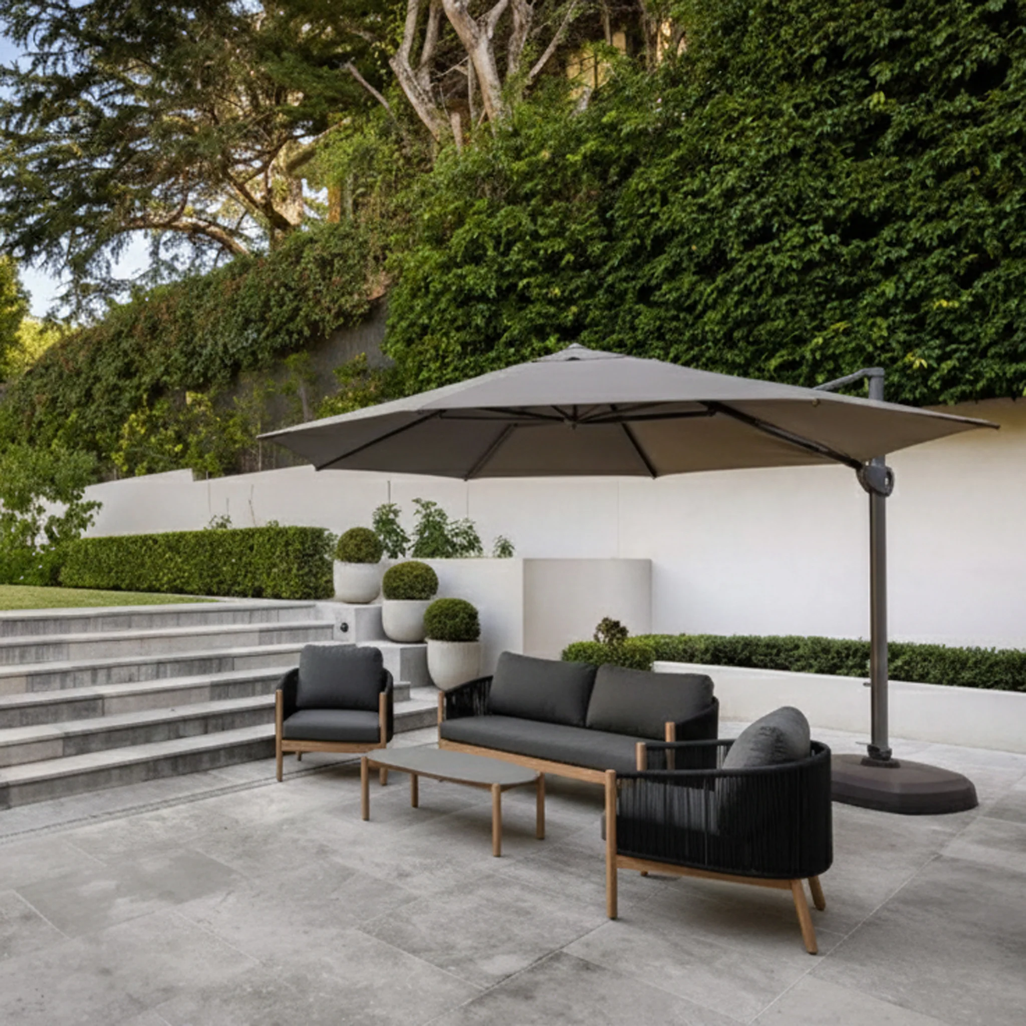 Varela 4pcs Outdoor Lounge Set - Anthracite - Image 3